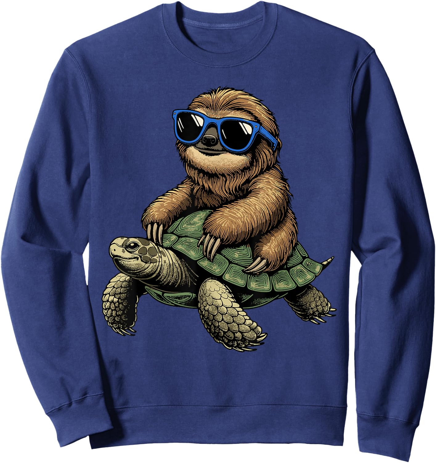 Sloth Turtle Shirt Sloth Riding Tortoise Speed is Relative Sweatshirt - Sweatshirt | Navy