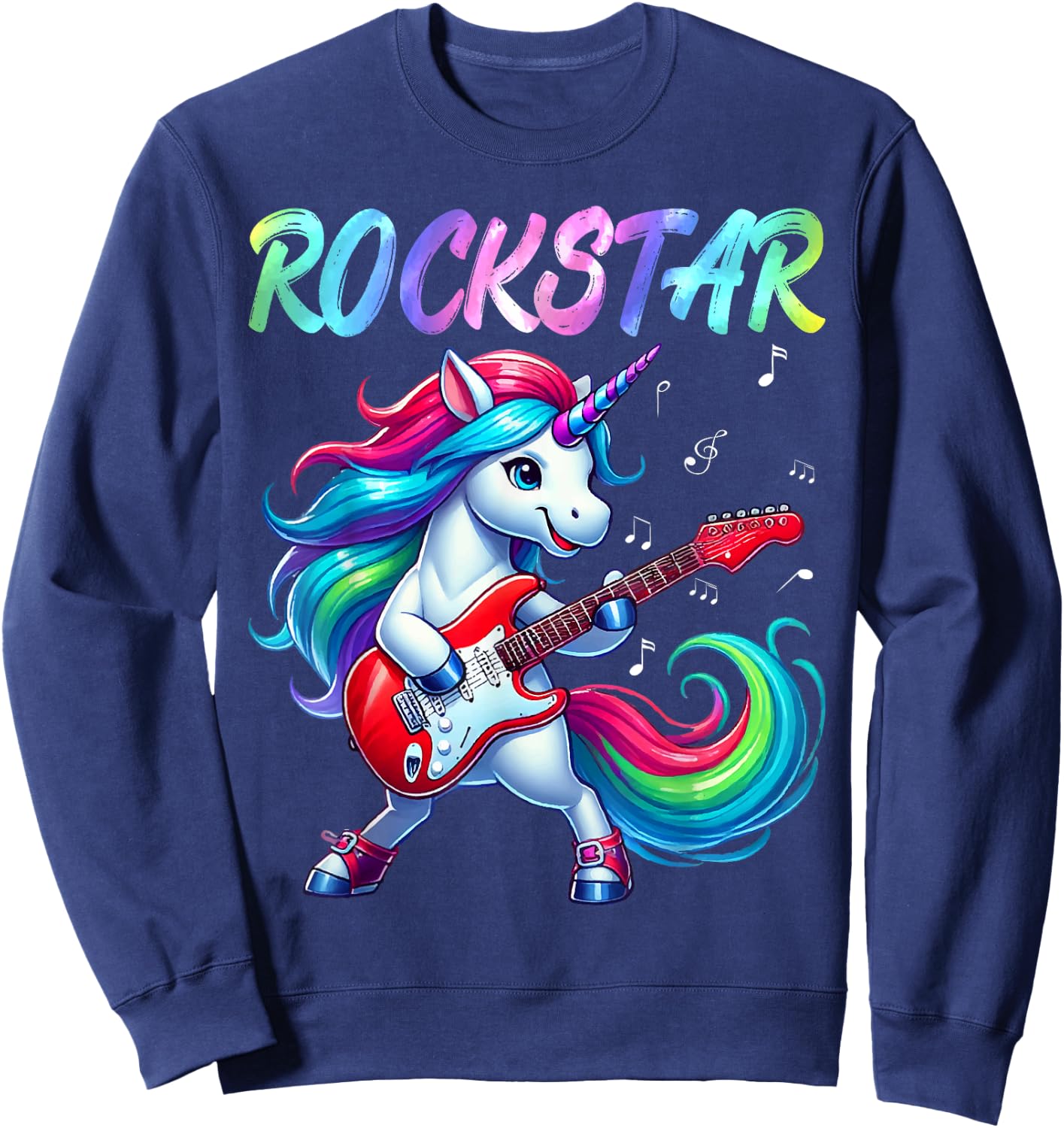 Unicorn Rock Star Guitar Rockin' Music Singer Sweatshirt - Sweatshirt | Navy