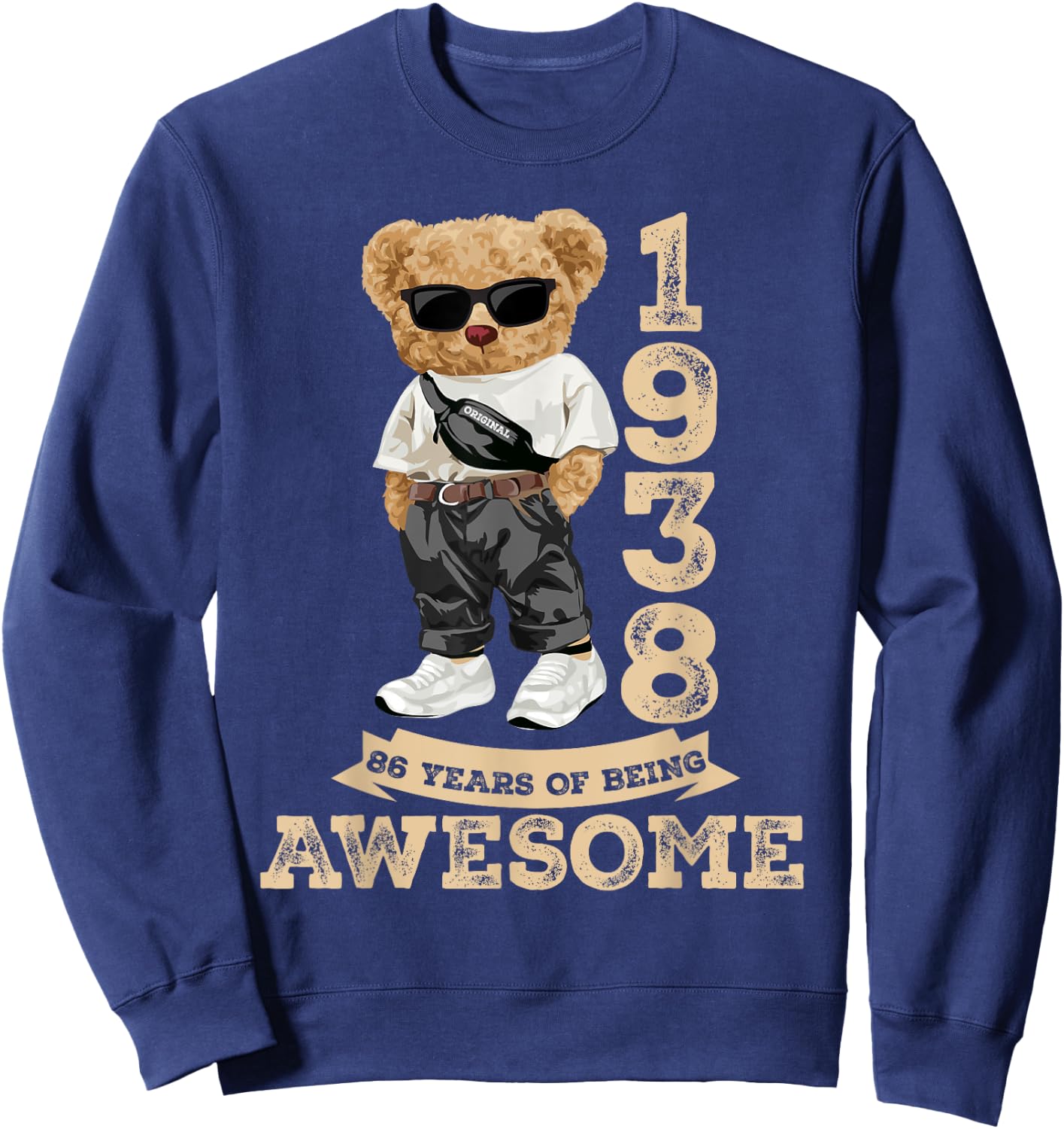 Awesome Since 1938 Retro Men Women 86th Birthday Gifts Funny Sweatshirt - Sweatshirt | Navy
