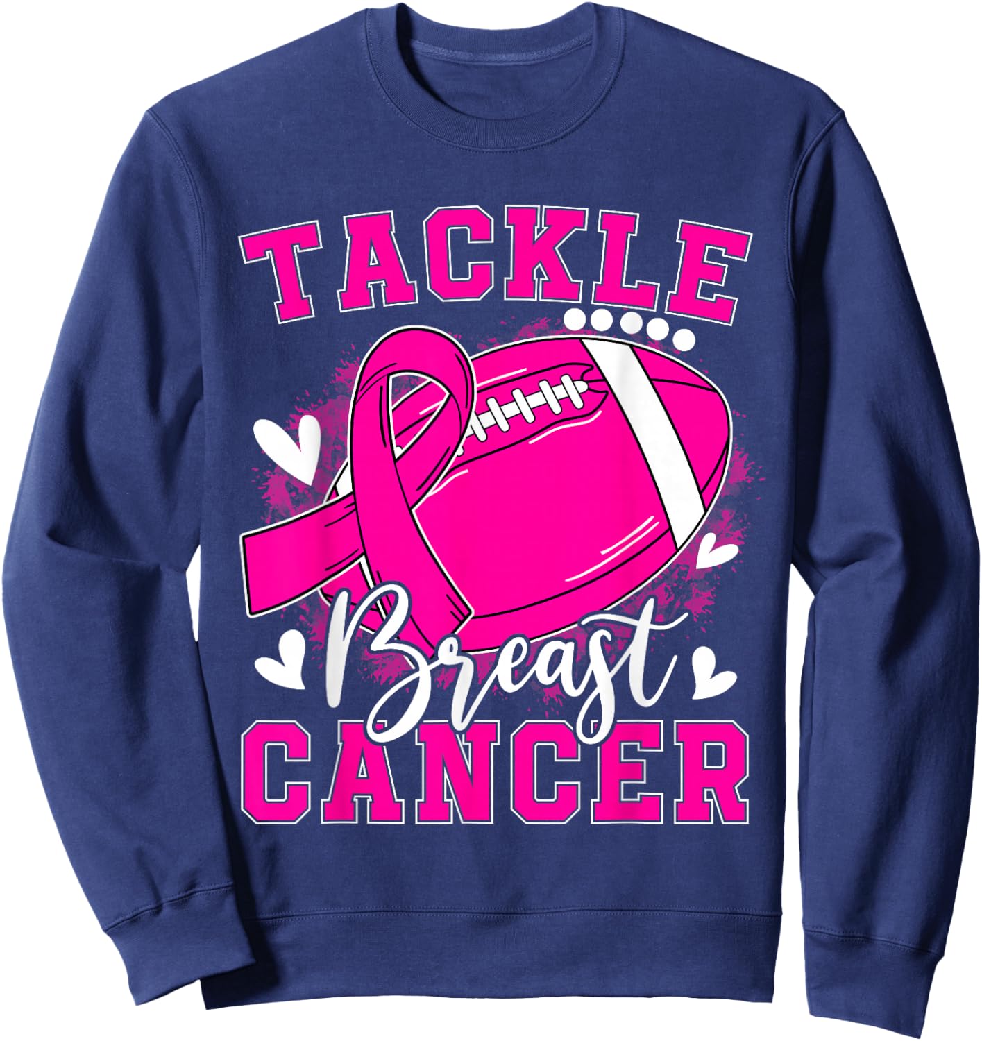 Tackle Breast Cancer Awareness Pink Ribbon Football Kids Boy Sweatshirt - Sweatshirt | Navy