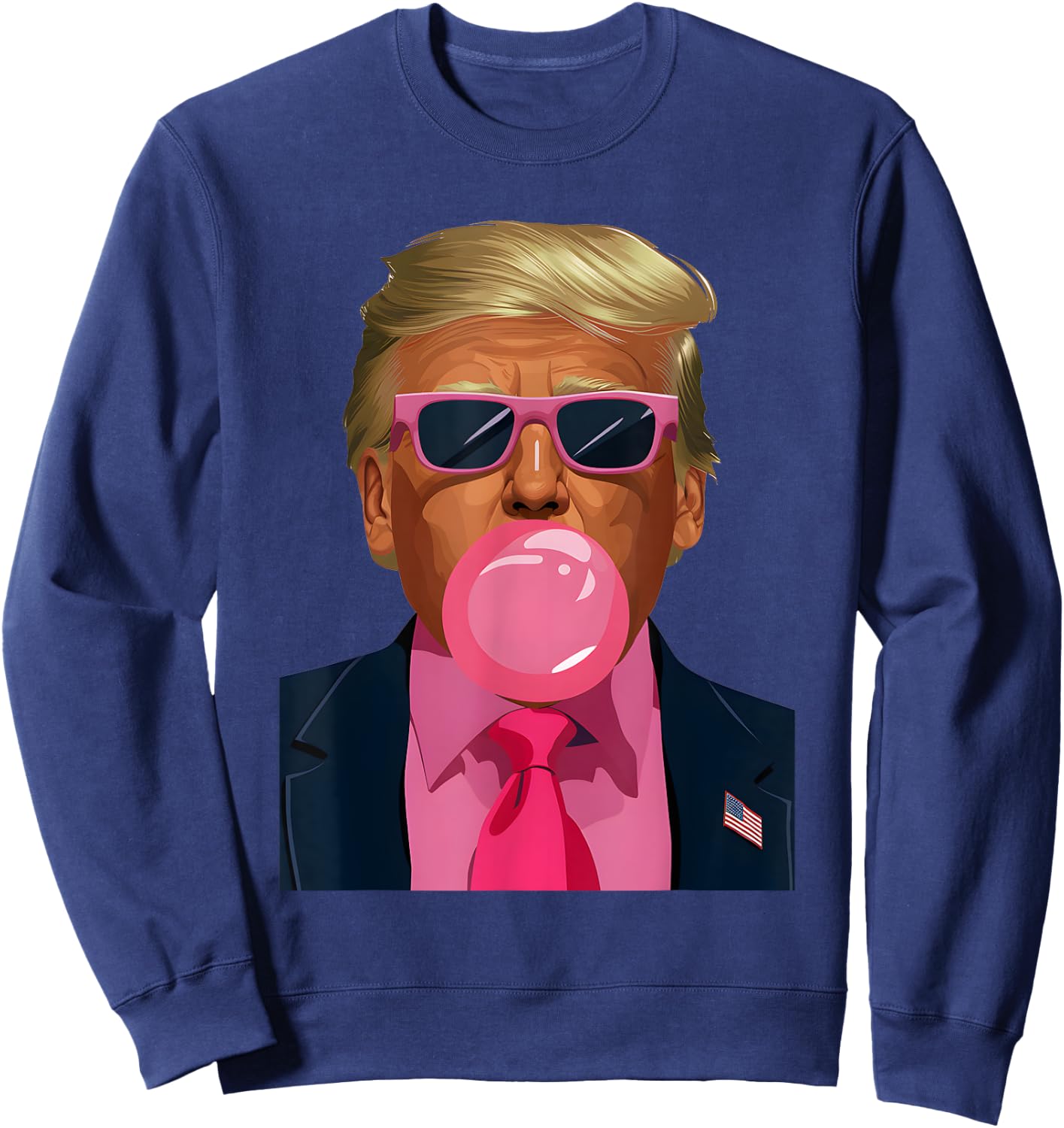 Pink Sunglasses Trump Bubble Gum 2024 Vote President Funny Sweatshirt - Sweatshirt | Navy