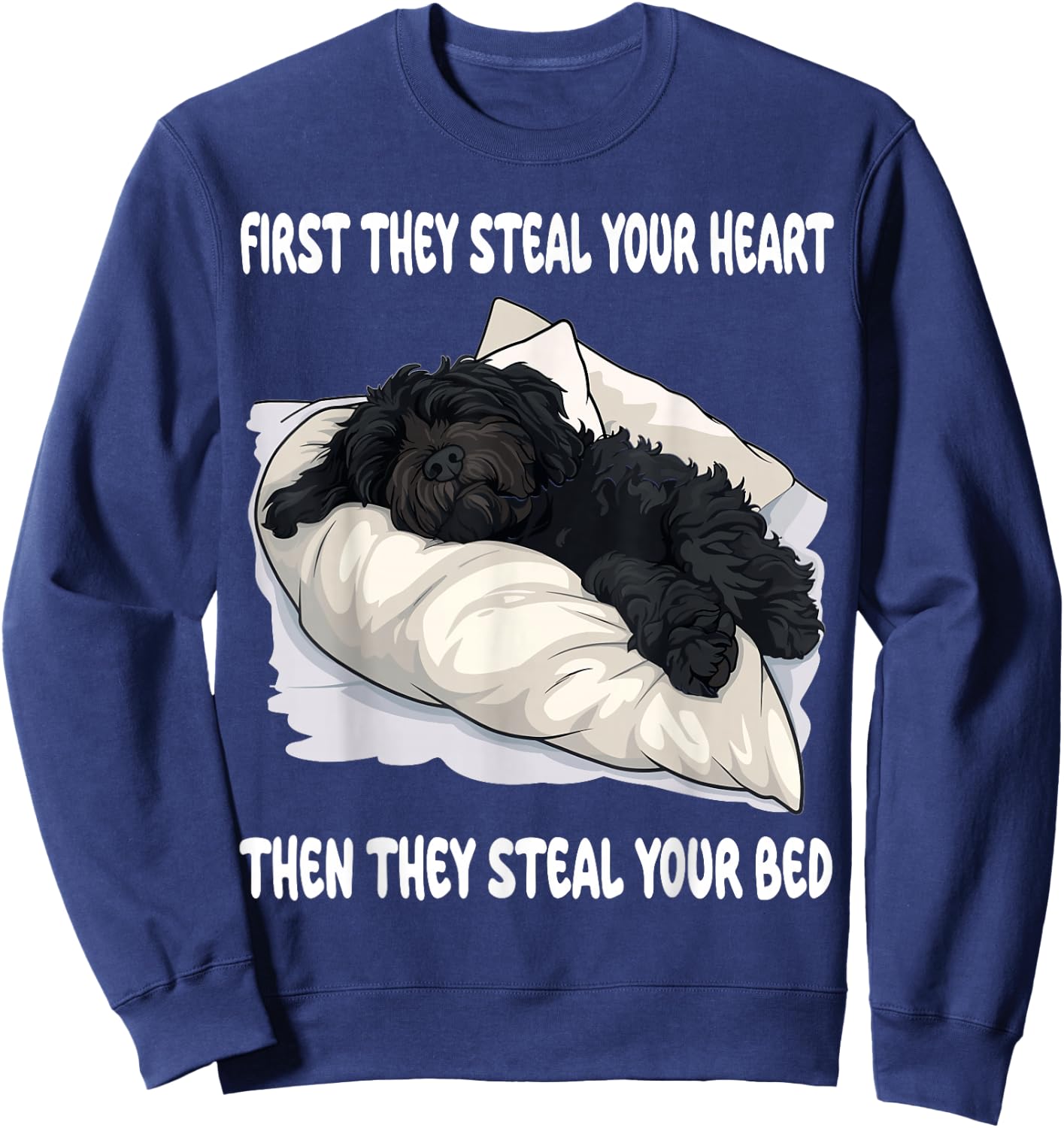 Portuguese Water Dog Sleeping Pajamas Nightgown Men Women Girls Kids Sweatshirt - Sweatshirt | Navy