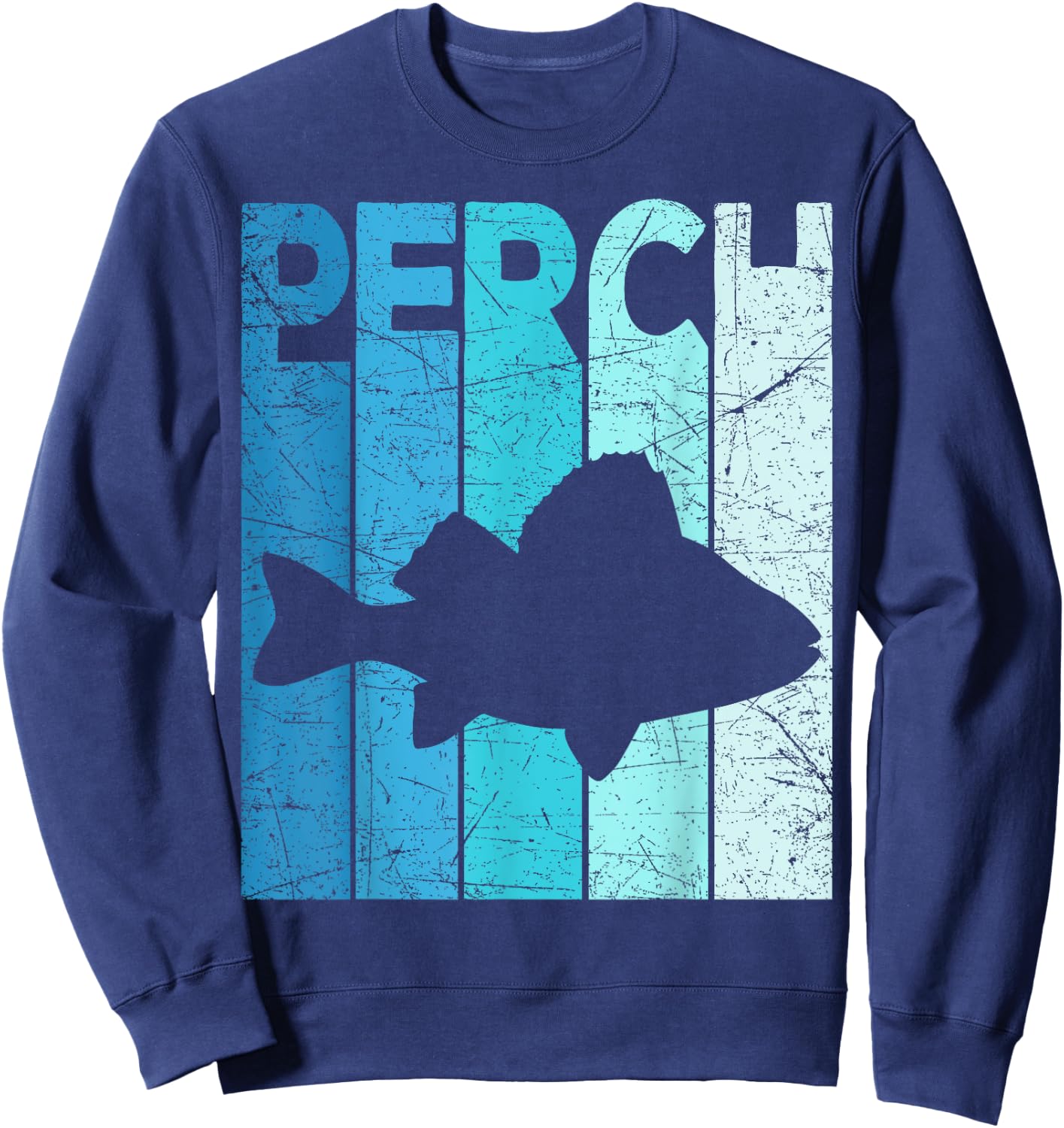 Perch Vintage Seafood Fisherman Retro Perch Fishing Sweatshirt - Sweatshirt | Navy