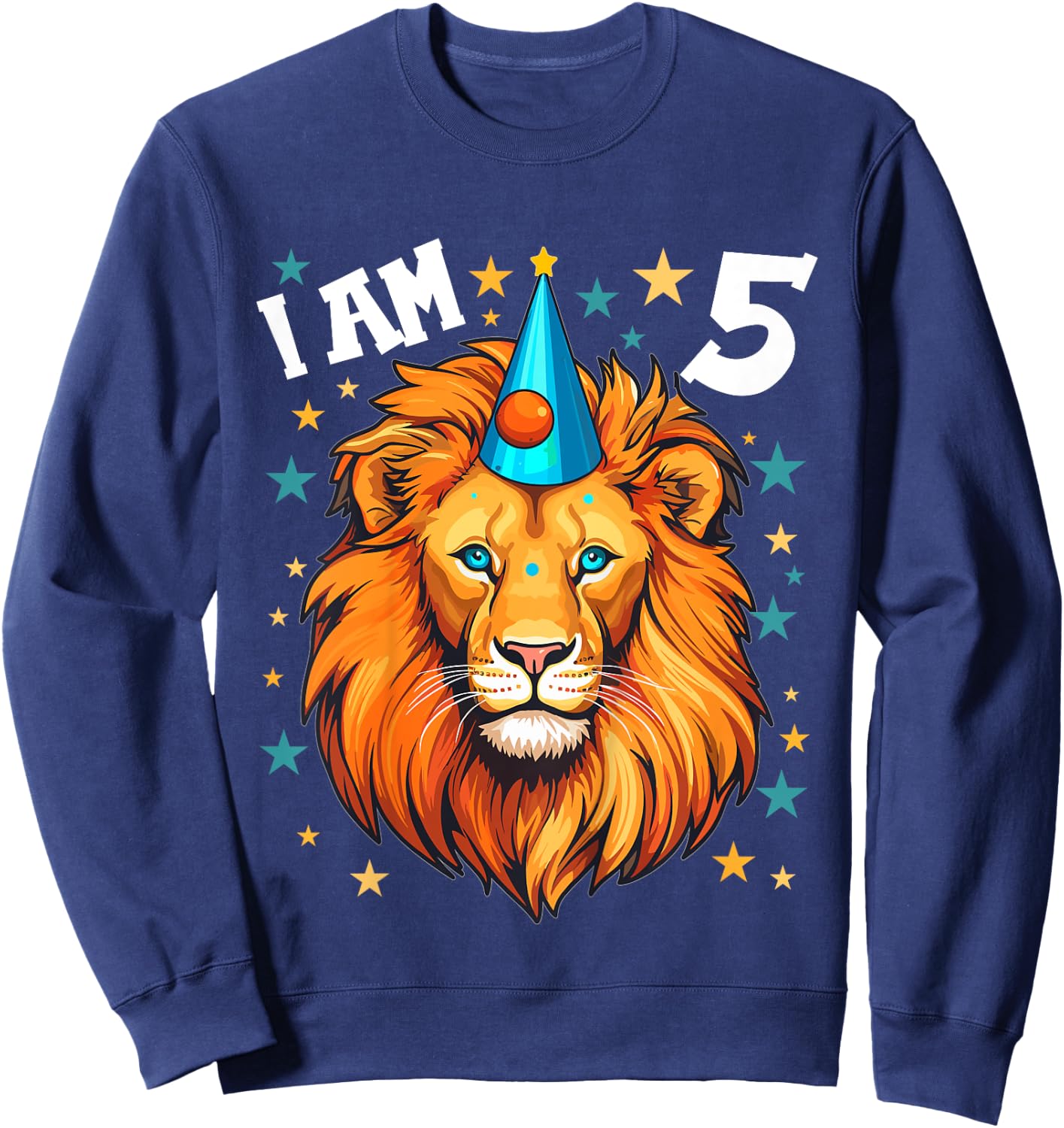 5 Years old Boy and Girl Lions 5th birthday Lion Sweatshirt - Sweatshirt | Navy