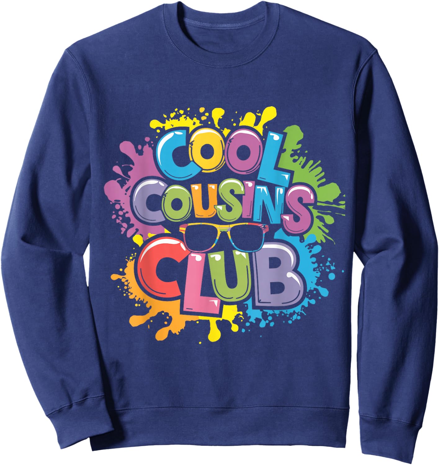 Funny Cool Cousins Club -Adults, -Kids Club - Black - Small - Short Sleeve - Modern Playful - Family Crew Graphic Sweatshirt - Sweatshirt | Navy