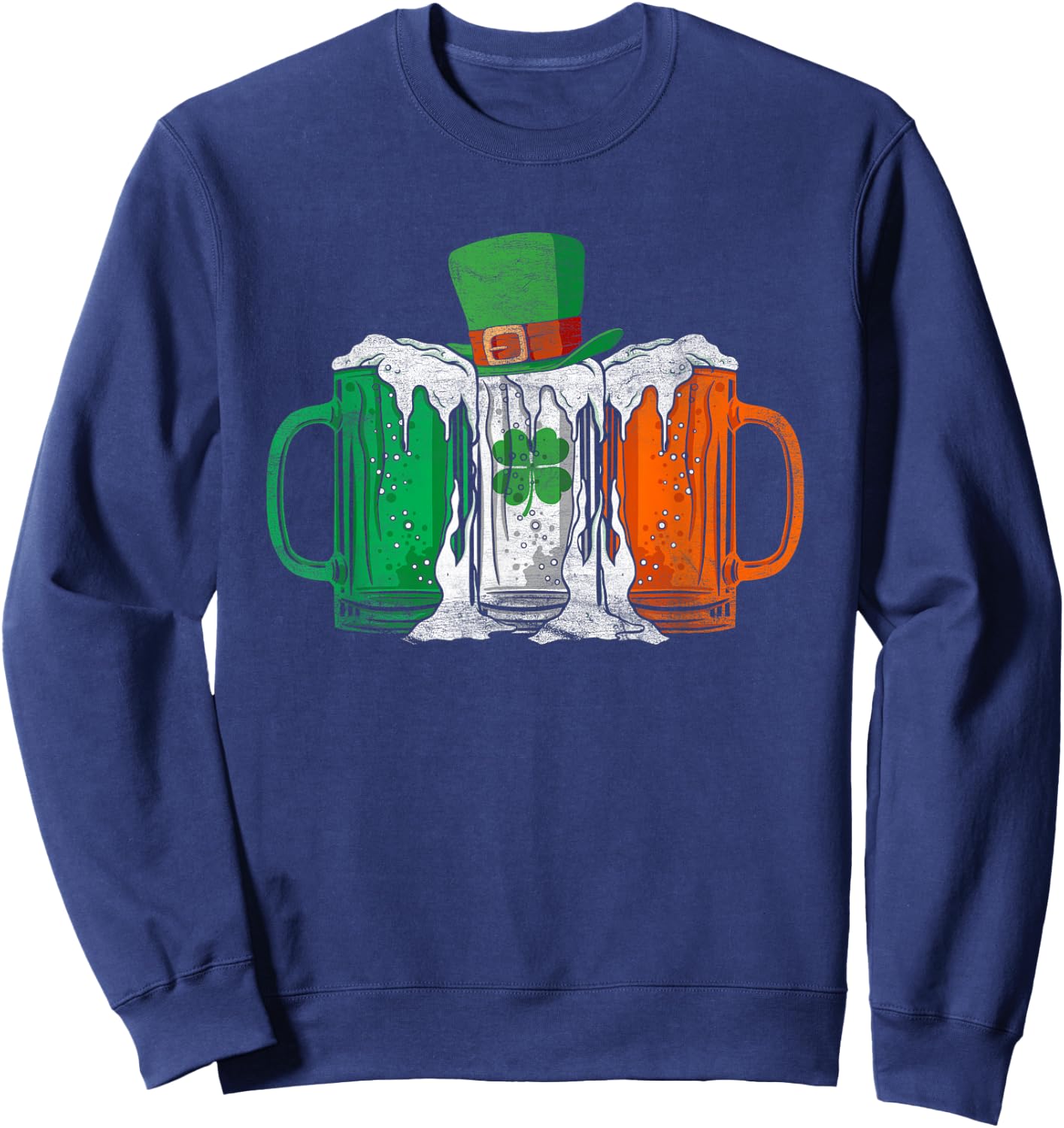Irish Flag Ireland Beer St Patrick's Day Drink Sweatshirt - Sweatshirt | Navy