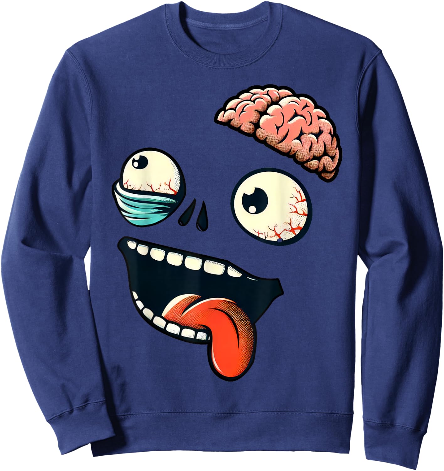 Monster Face Halloween Matching Costume Zombie Boy Girl Kid Sweatshirt - Sweatshirt | Navy