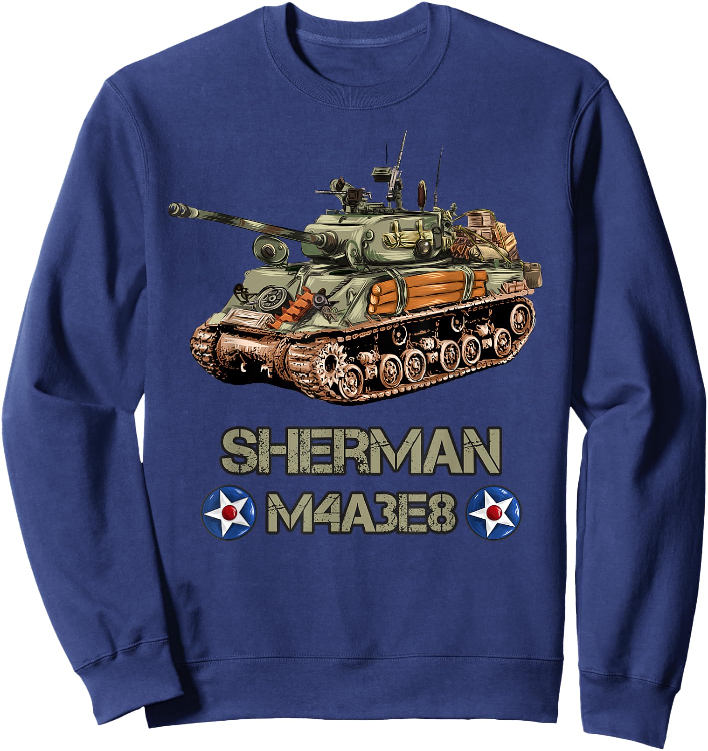 World War 2 American Tank M4A3E8 Sherman memorabilia Sweatshirt - Sweatshirt | Navy