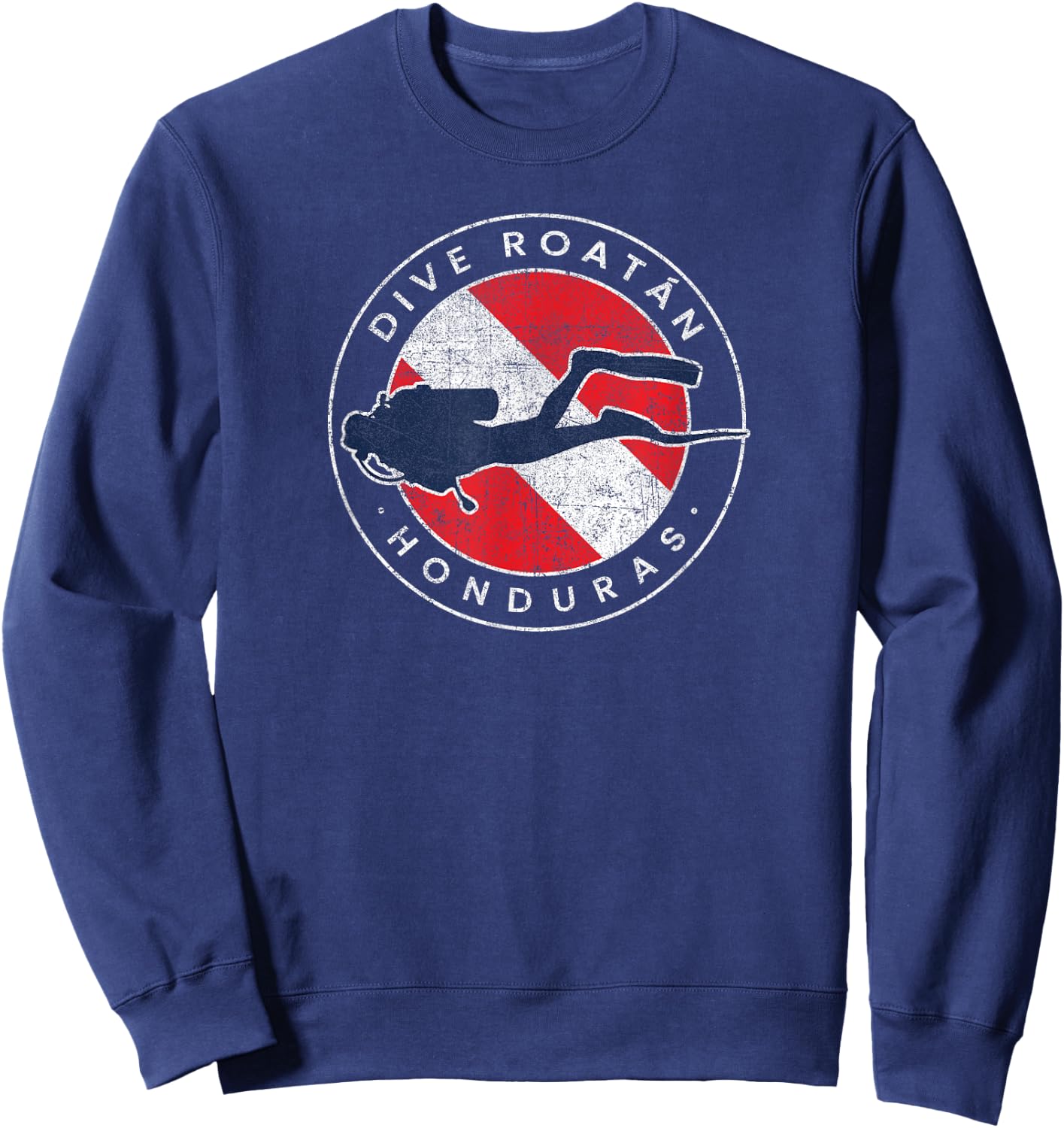 Retro Roatan Honduras Diving Flag Scuba Dive Sweatshirt - Sweatshirt | Navy