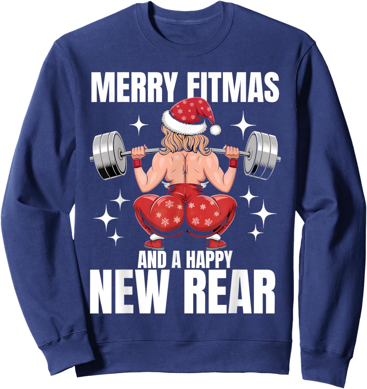 Merry Fitmas And Happy New Rear Year Fitness Weight Lifting Sweatshirt - Sweatshirt | Navy