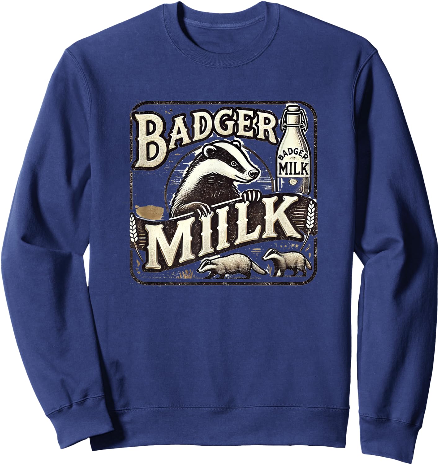 Funny Animal Badger Milk Vintage Advertising Sweatshirt - Sweatshirt | Navy