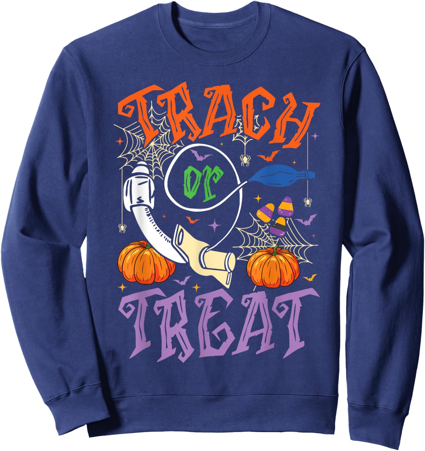 Respiratory Therapist Trach or Treat ICU RN Halloween Nurse Sweatshirt - Sweatshirt | Navy