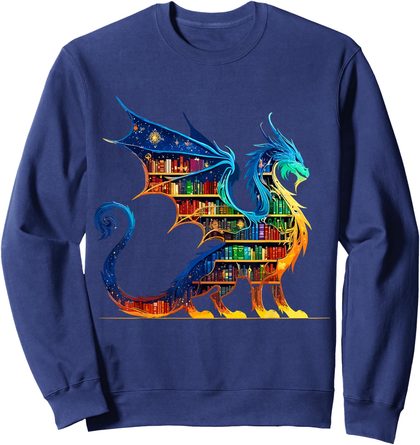 Book Dragon Reading Book Lover Sweatshirt - Sweatshirt | Navy