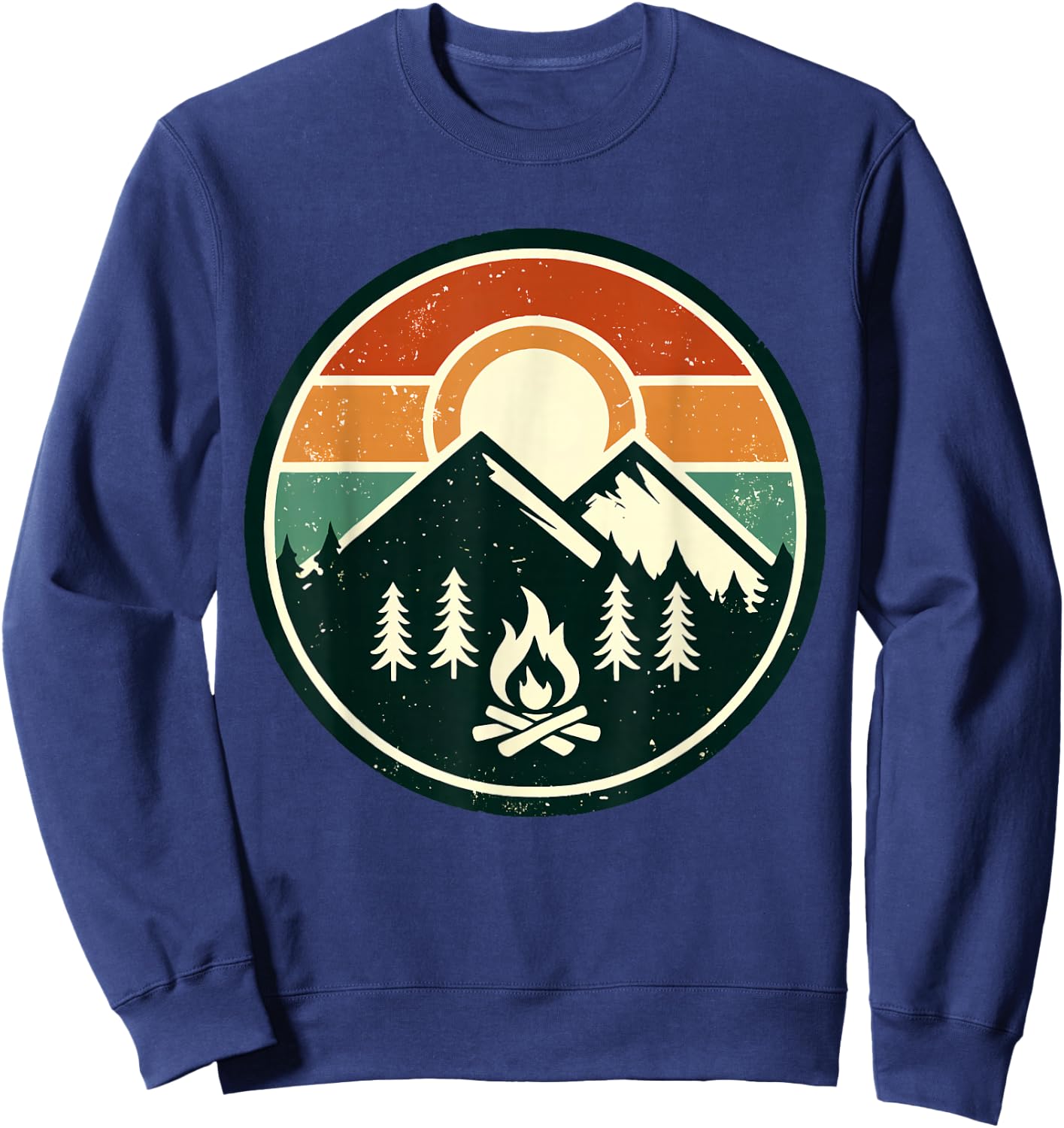 Retro Vintage Campfire Camping Camper Outdoor Camp Men Women Sweatshirt - Sweatshirt | Navy