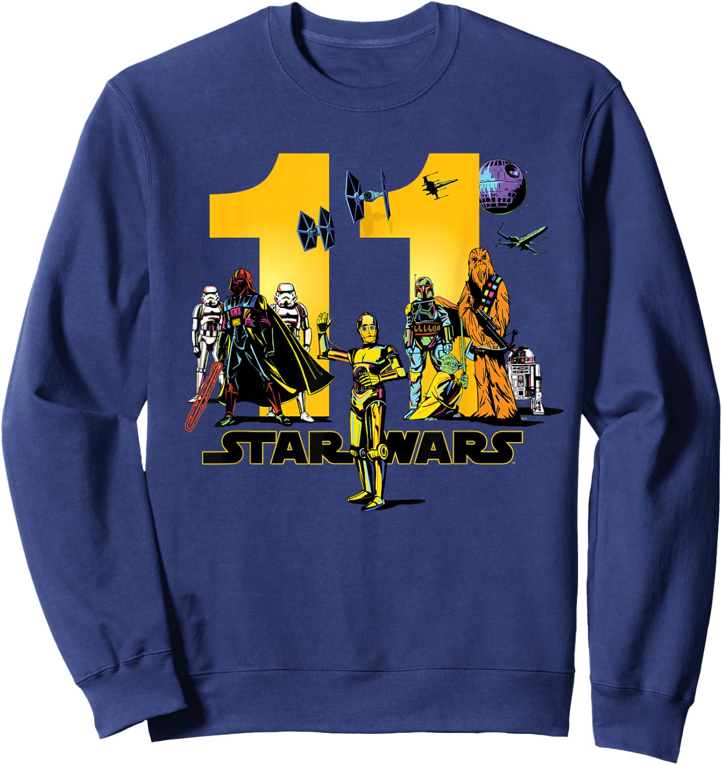 Star Wars Classic Characters Eleventh Birthday 11 Years Old Sweatshirt - Sweatshirt | Navy