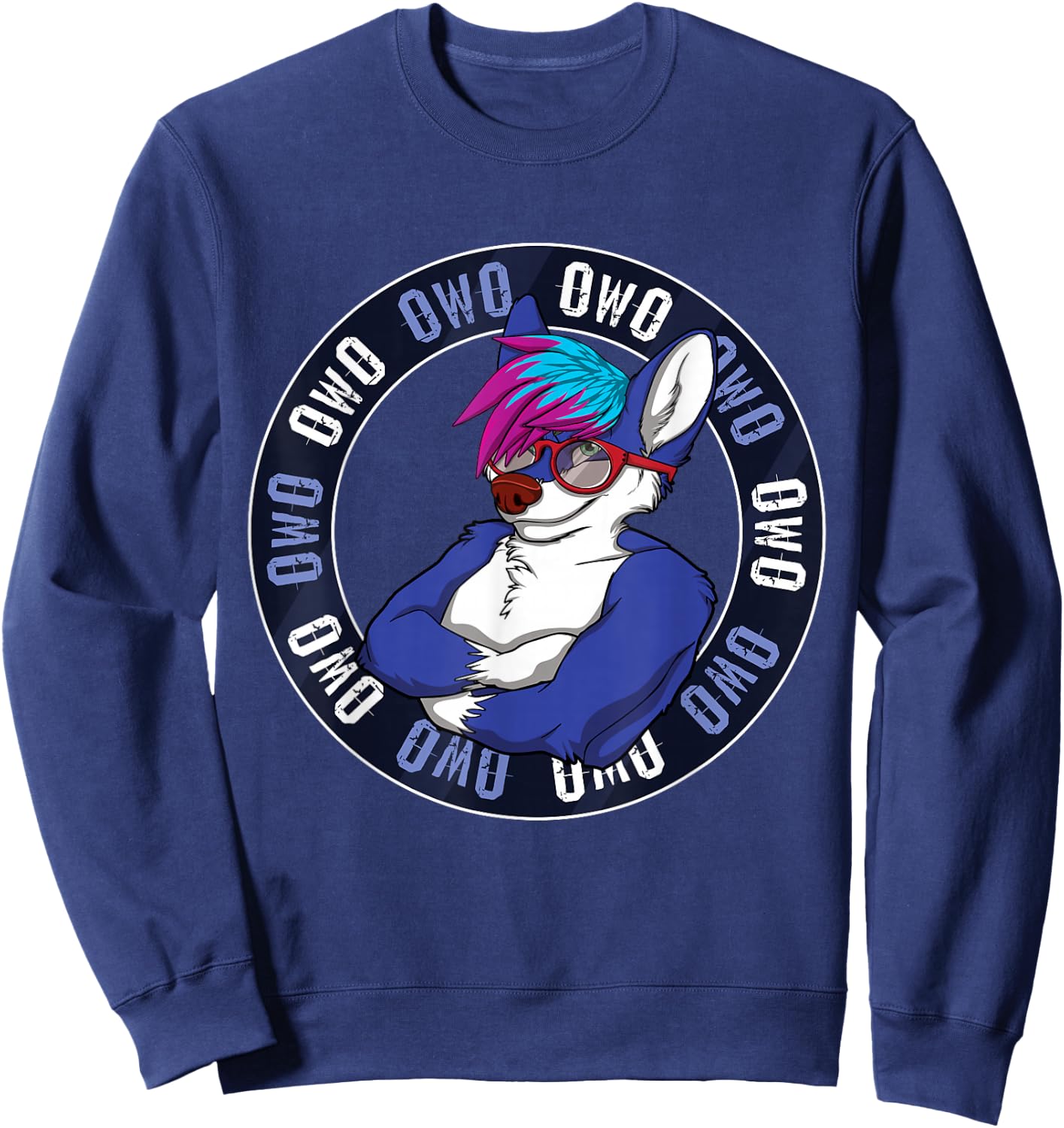 Furry OwO Furry Ear Furry Person Fox Cosplay Sweatshirt - Sweatshirt | Navy
