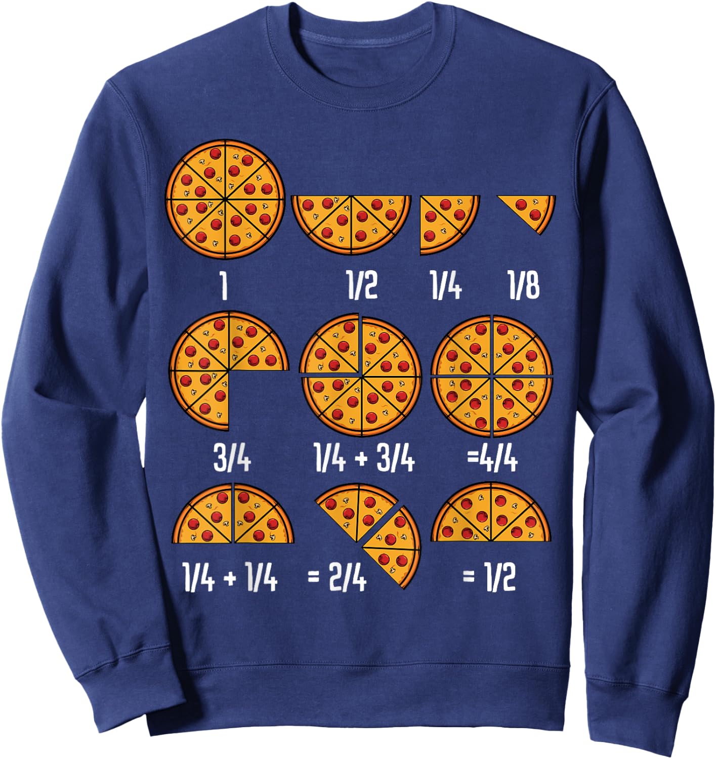 Pizza Maths Fractional Calculation Italian Food Kitchen Sweatshirt - Sweatshirt | Navy