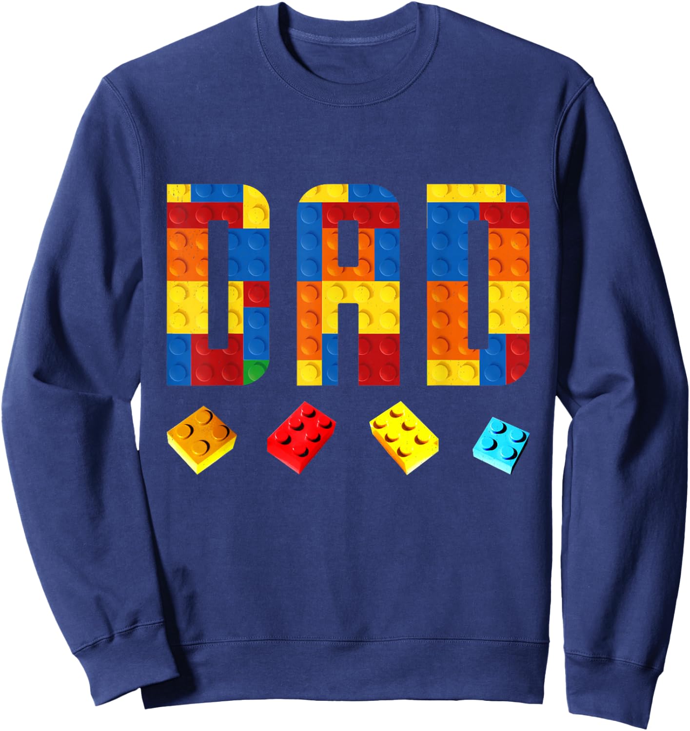 Dad Master Builder Building Blocks Birthday Family Matching Sweatshirt - Sweatshirt | Navy