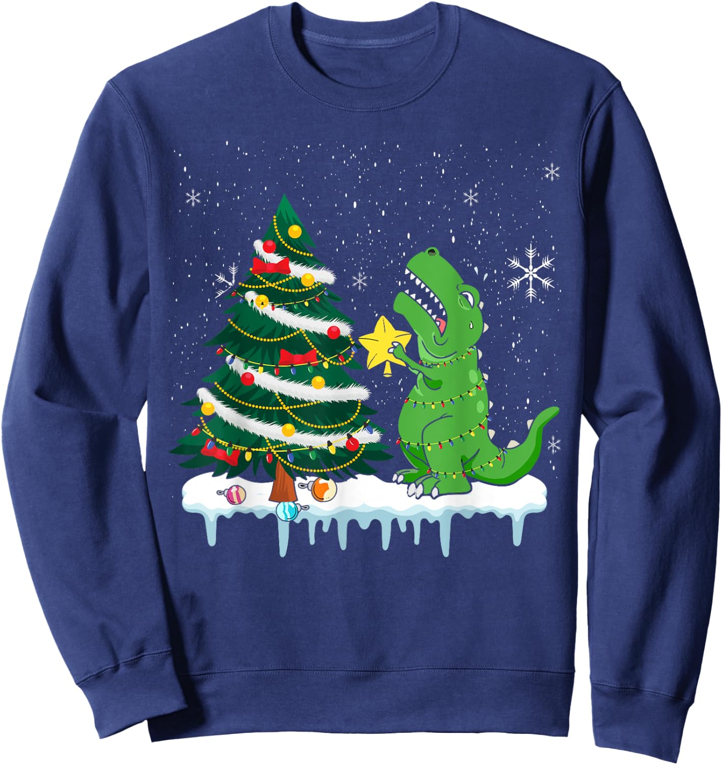 Struggle Is Real Dinosaur T Rex Christmas Tree Star Kids Sweatshirt - Sweatshirt | Navy
