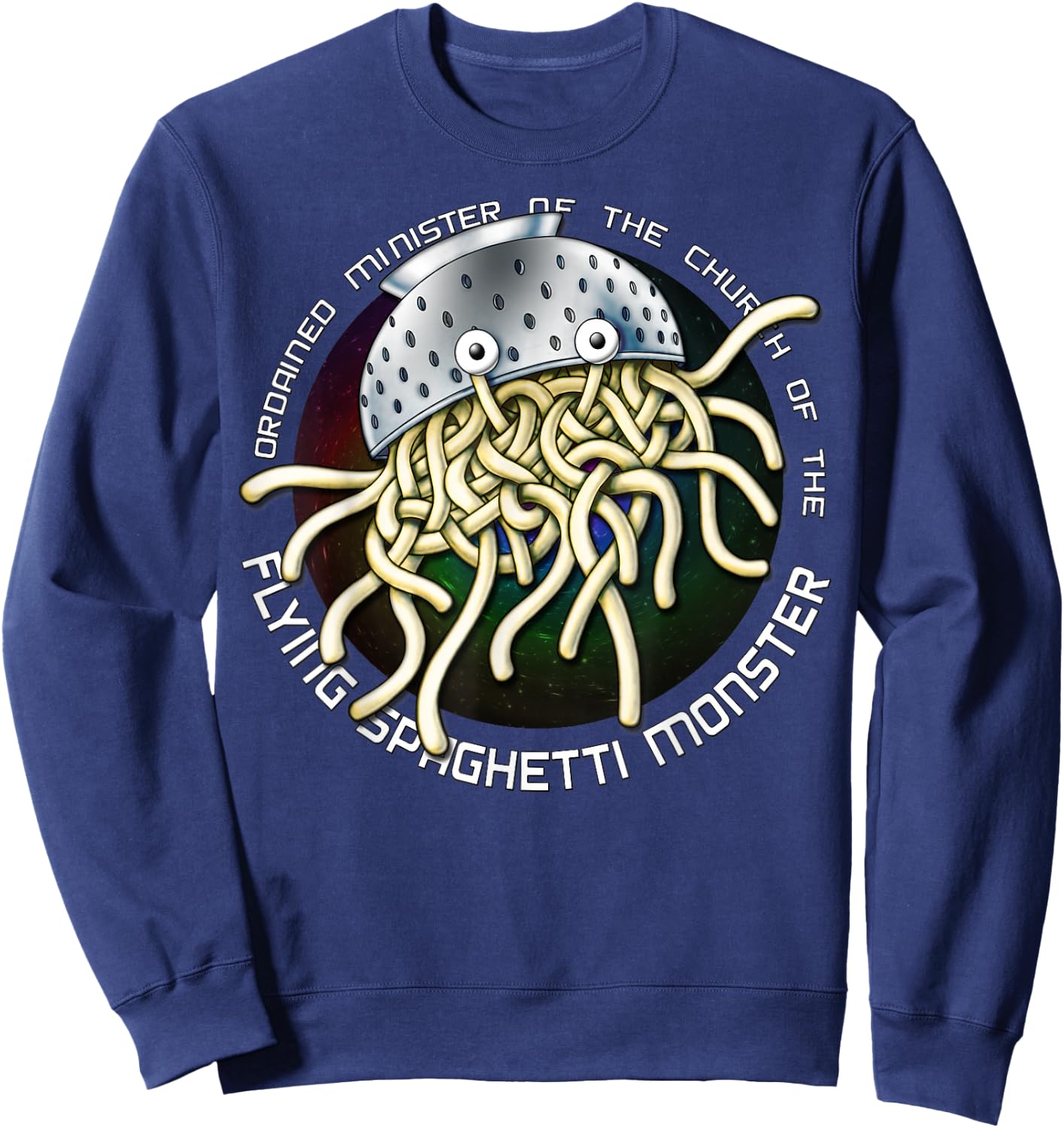 Ordained Minister Church of the Flying Spaghetti Monster FSM Sweatshirt - Sweatshirt | Navy