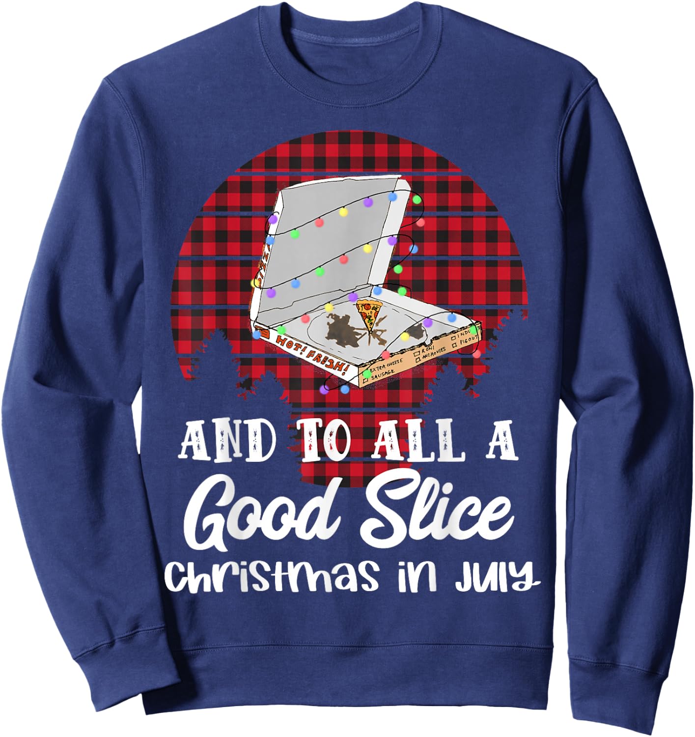 Funny Pizza Christmas in July Summer Beach Vacation Men Women Kids Sweatshirt - Sweatshirt | Navy