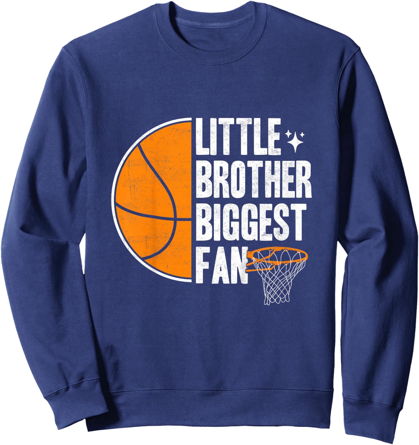 Kids Basketball Little brother Biggest Fan Basketball brother Sweatshirt - Sweatshirt | Navy