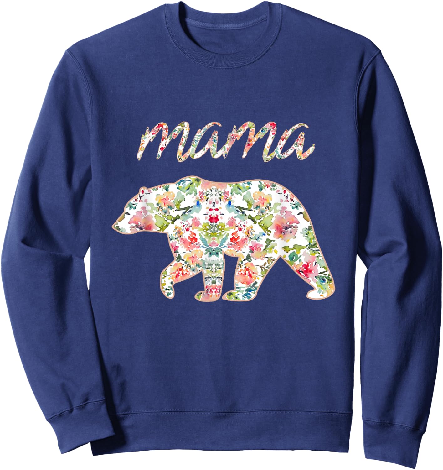 Mama Bear Shirt Floral, Mama Bear Watercolor Roses Sweatshirt - Sweatshirt | Navy
