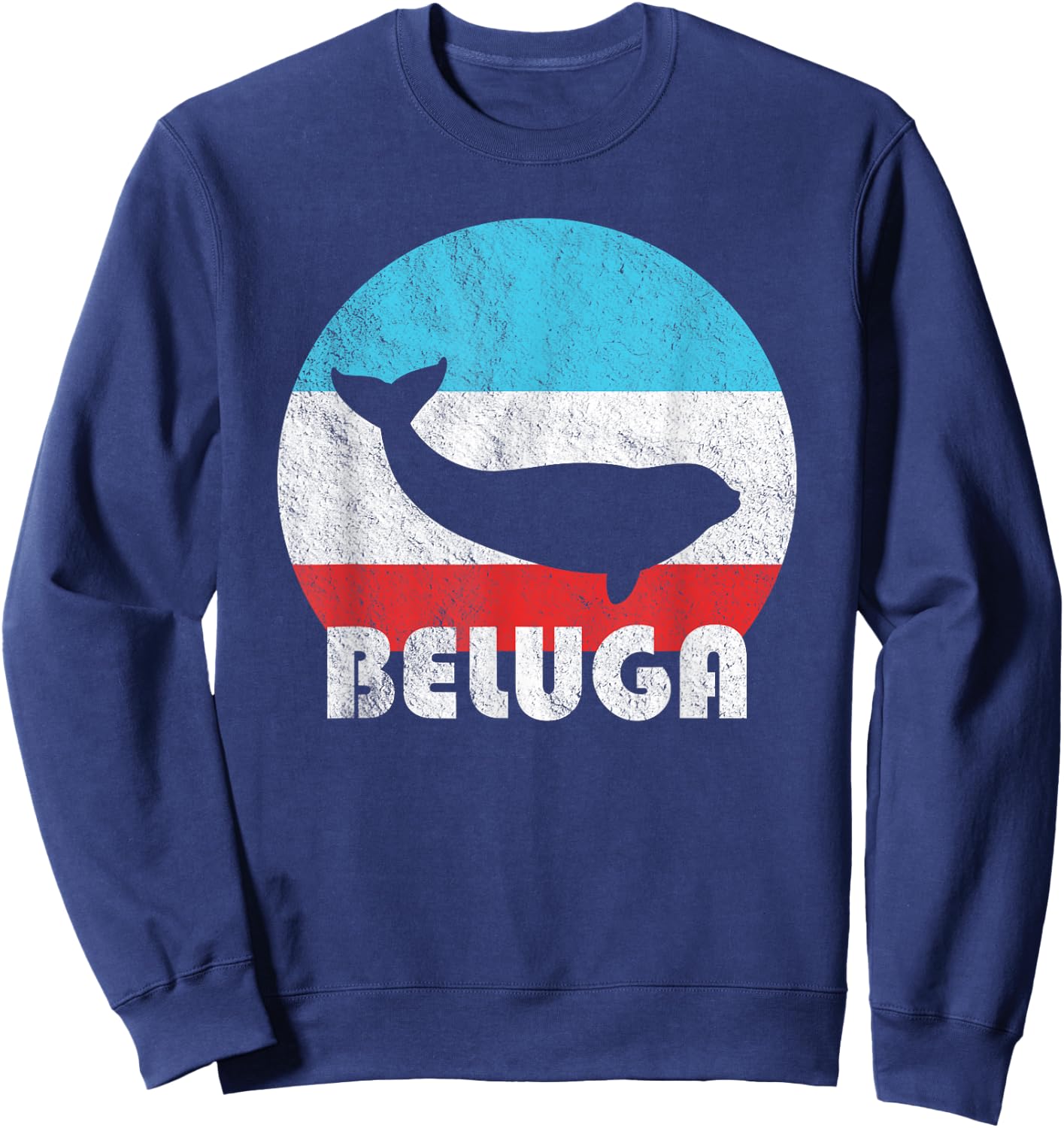 Beluga Whale Vintage Retro Silhouette Gift Sweatshirt - Sweatshirt | Navy