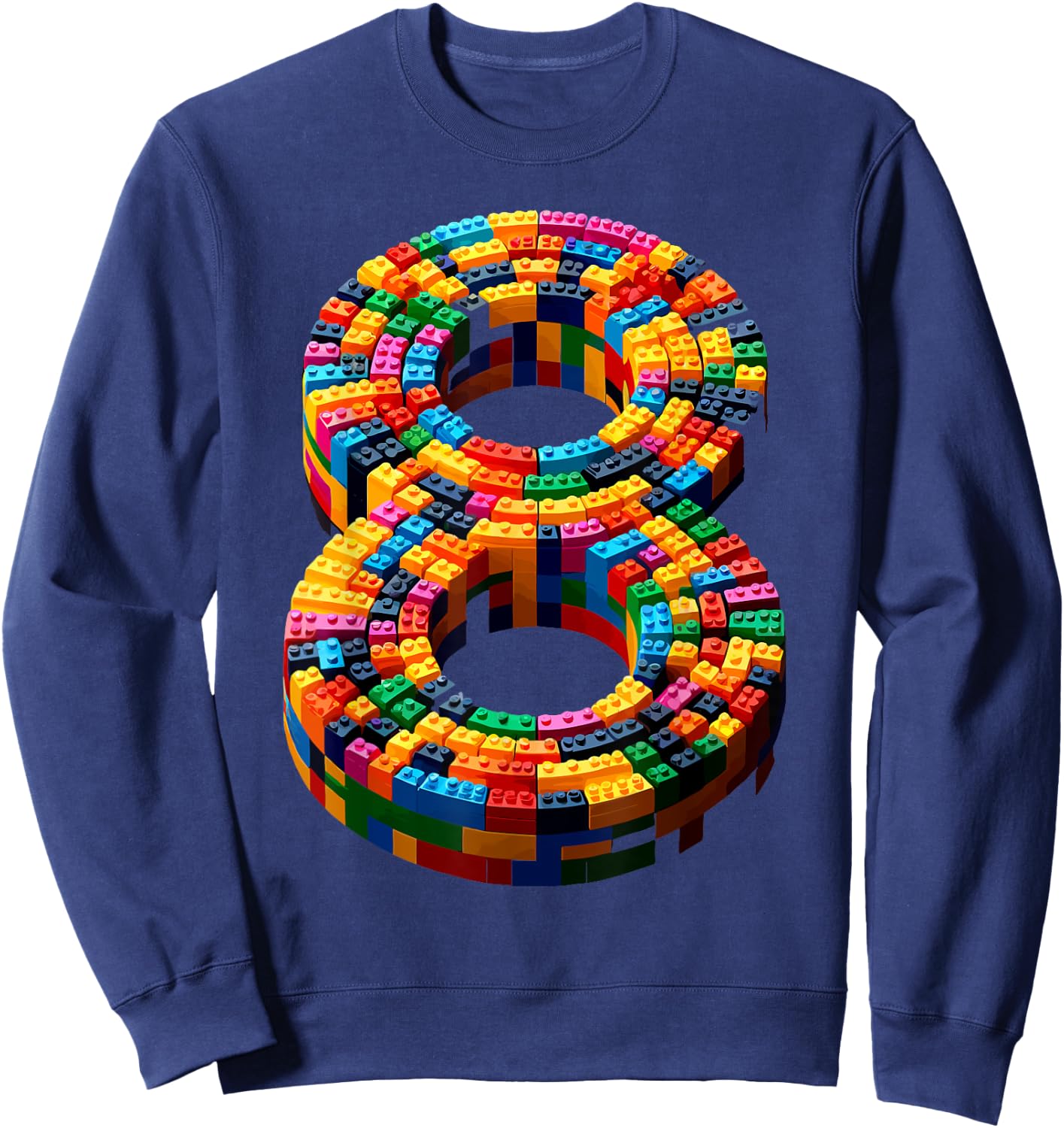 8 Year Old Blocks Building Master Builder 8th Birthday Boy Sweatshirt - Sweatshirt | Navy