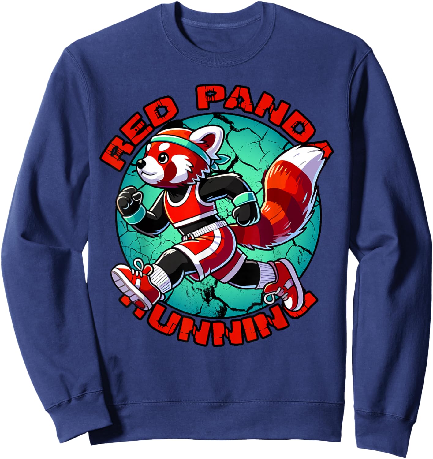 Red Panda Running Funny Runner Sweatshirt - Sweatshirt | Navy