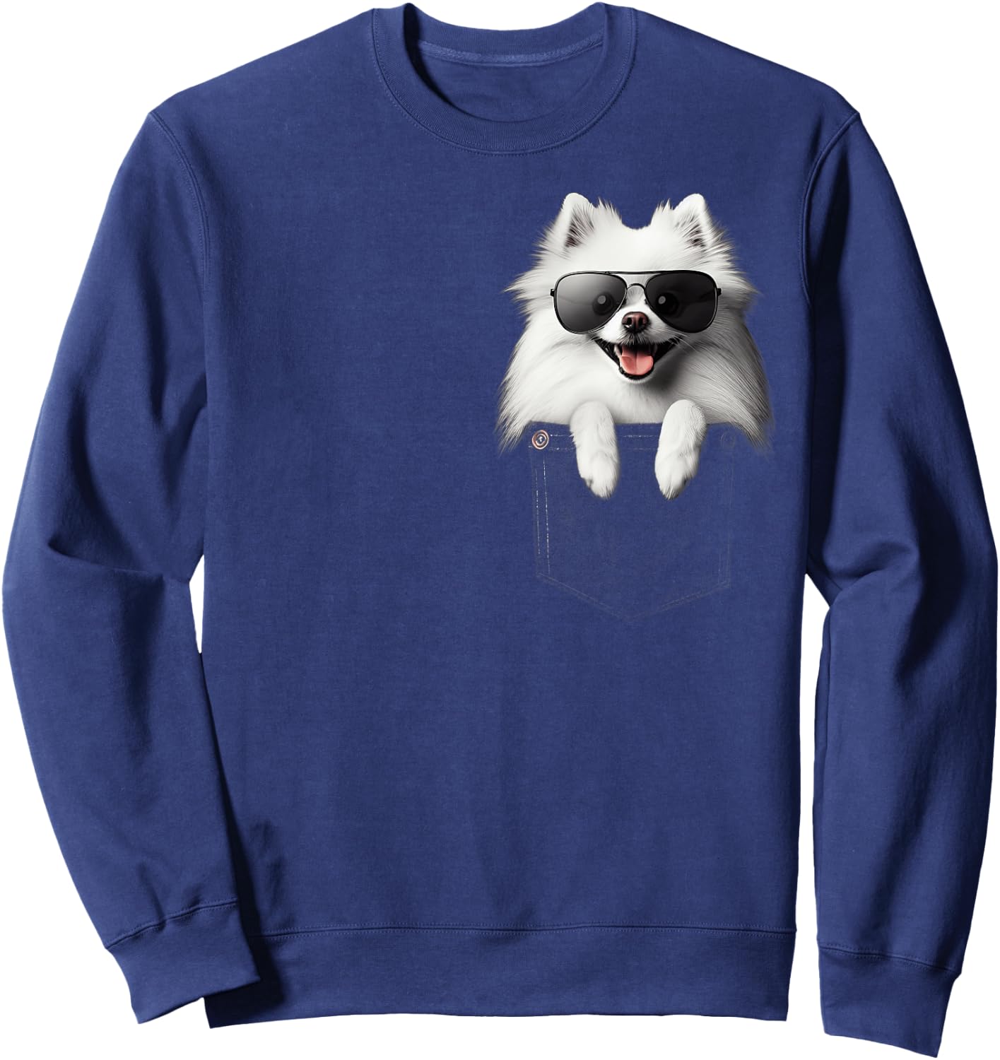 Pocket American Eskimo Dog Cute Dog Lover Owner Gift Sweatshirt - Sweatshirt | Navy