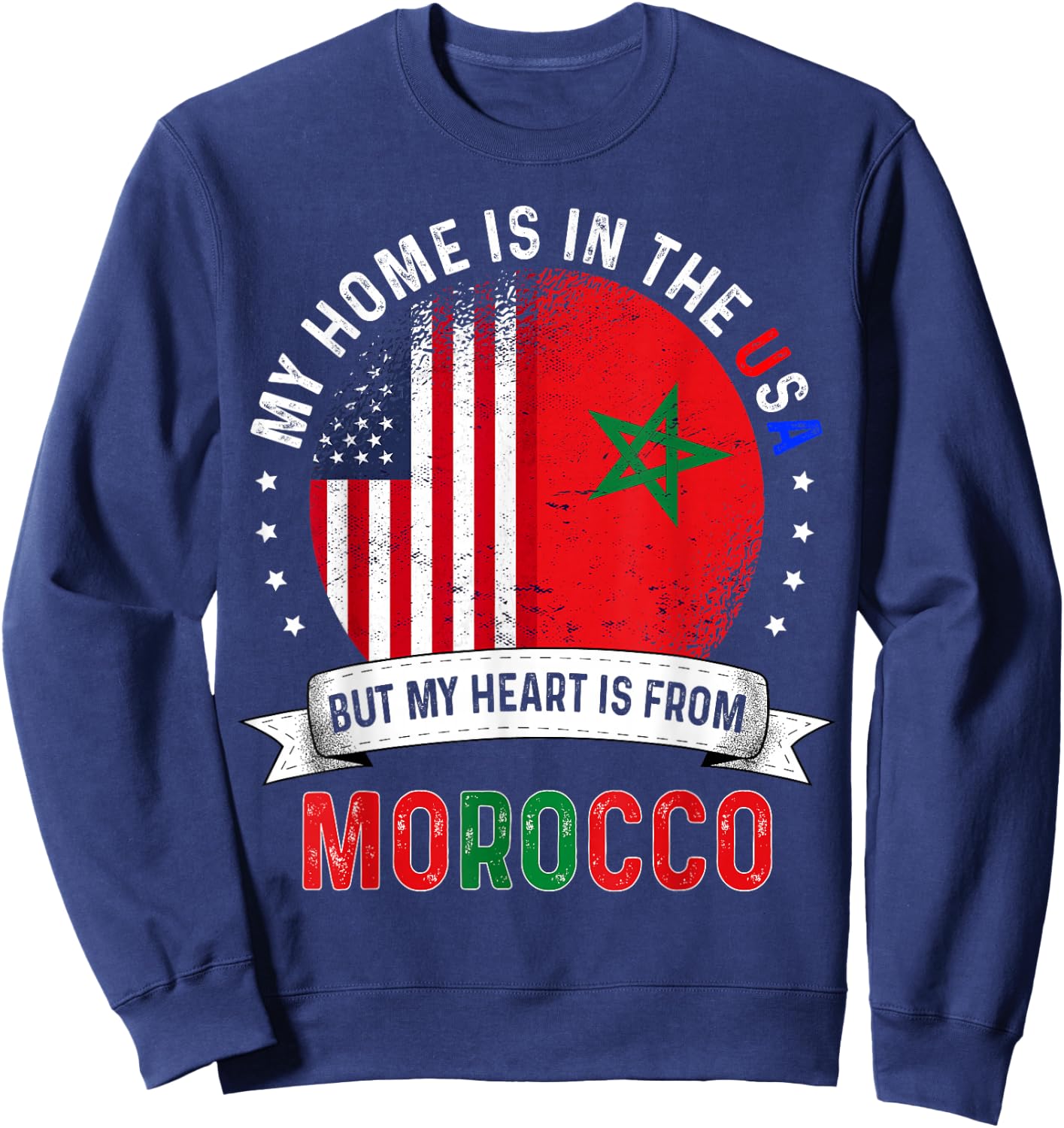 Moroccan American Patriot Heart is from Morocco Flag Sweatshirt - Sweatshirt | Navy