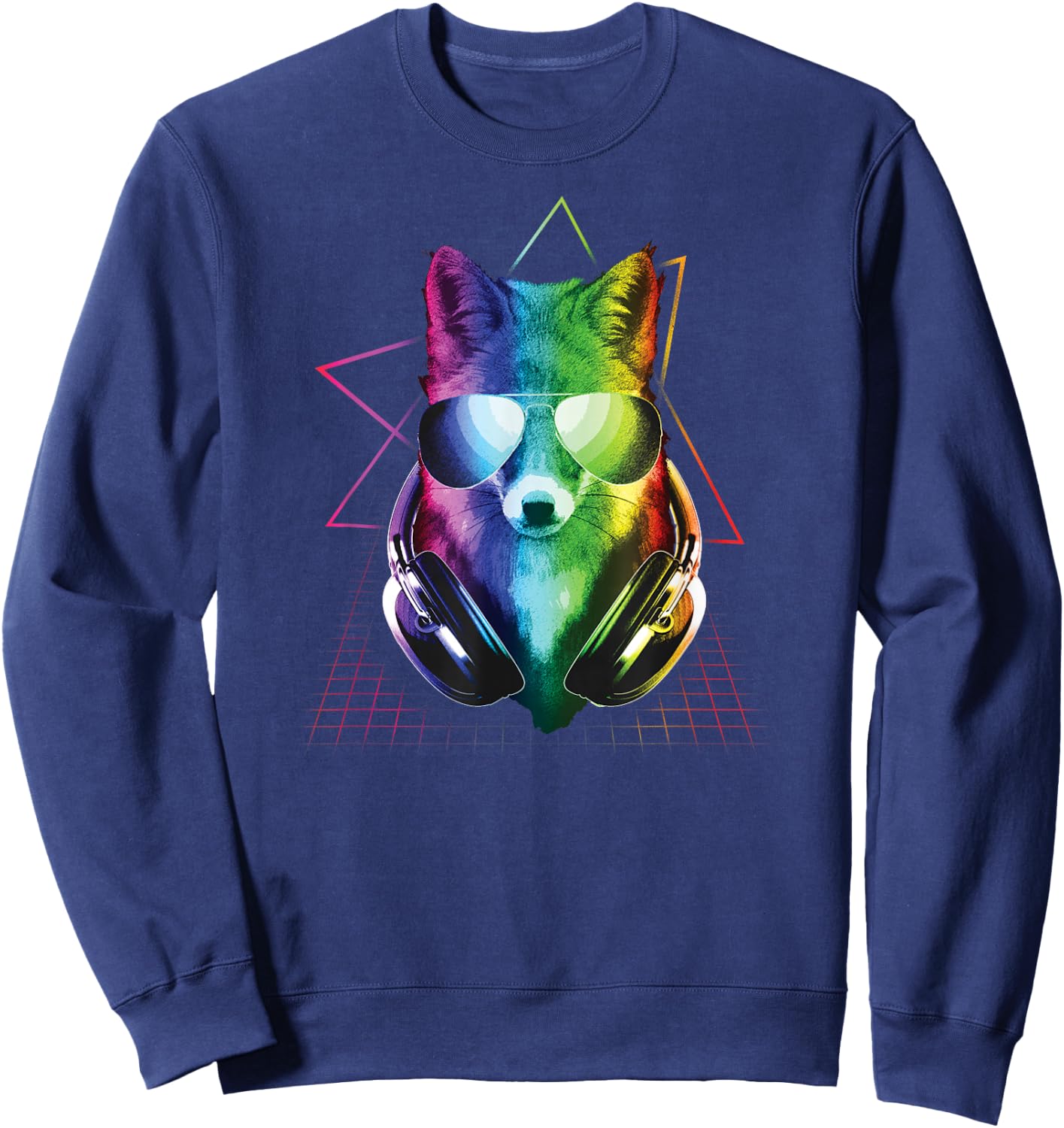 Fox Shirt, DJ Music Rave Shirt, Fox Art Sweatshirt - Sweatshirt | Navy