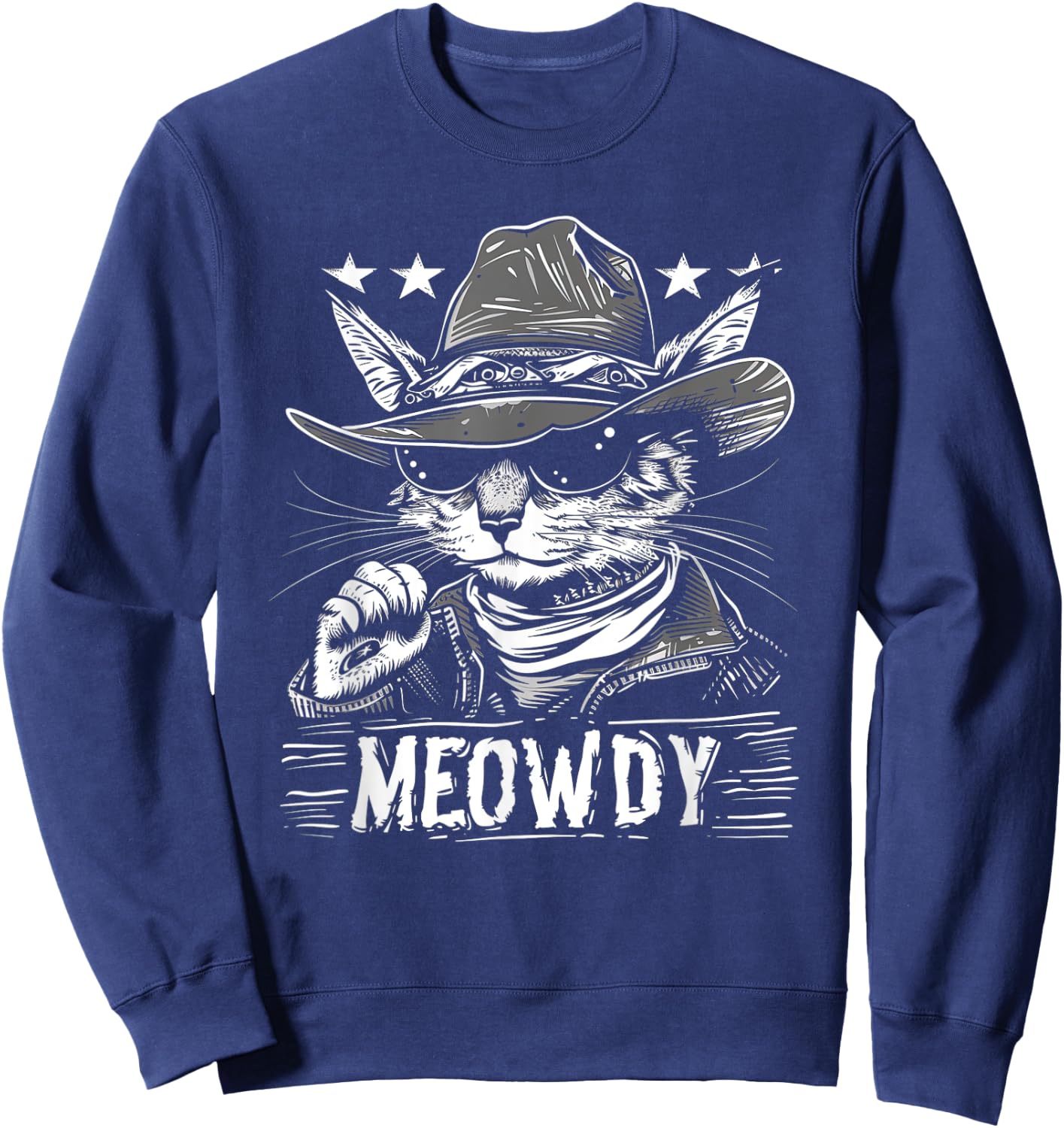Meowdy Cat, Cowboy Kitten, Country Music Sweatshirt - Sweatshirt | Navy