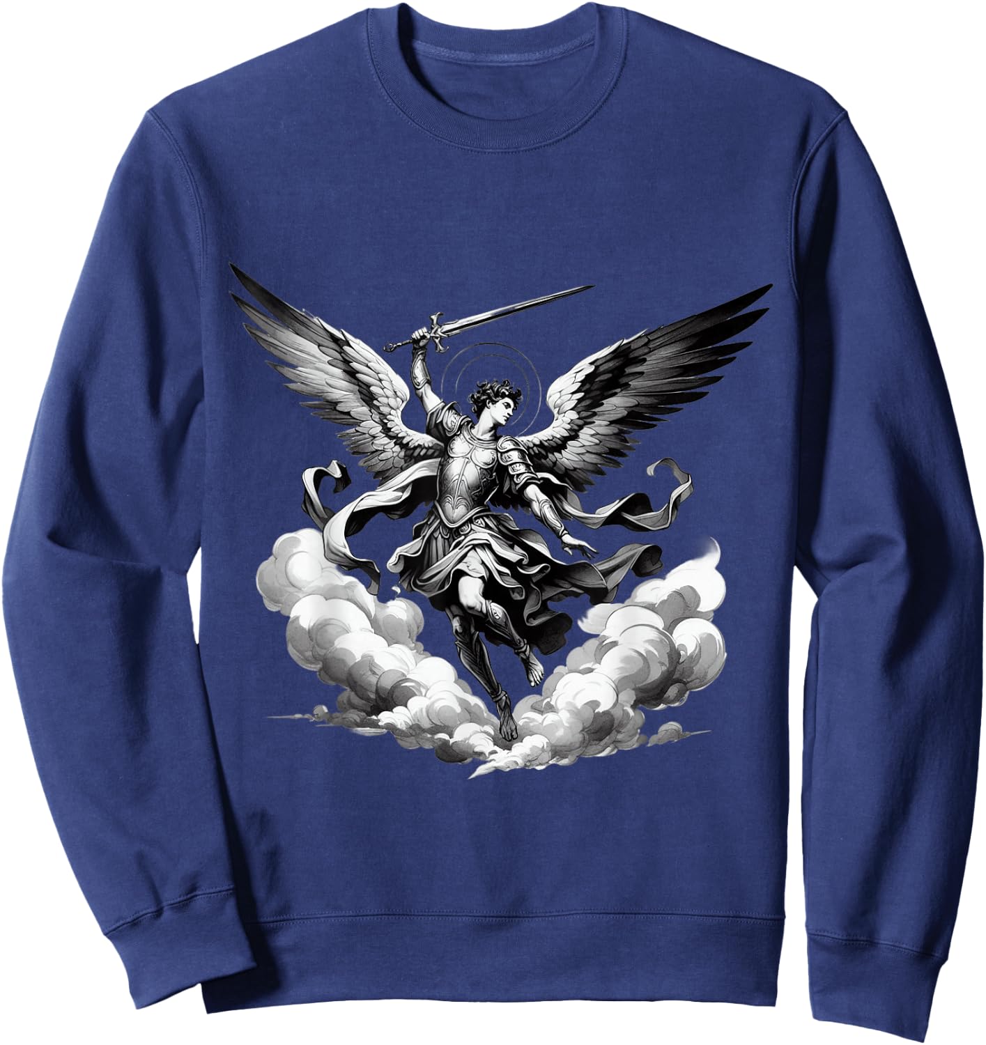 Saint Michael Archangel Catholic Angel Defend Us Christian Sweatshirt - Sweatshirt | Navy