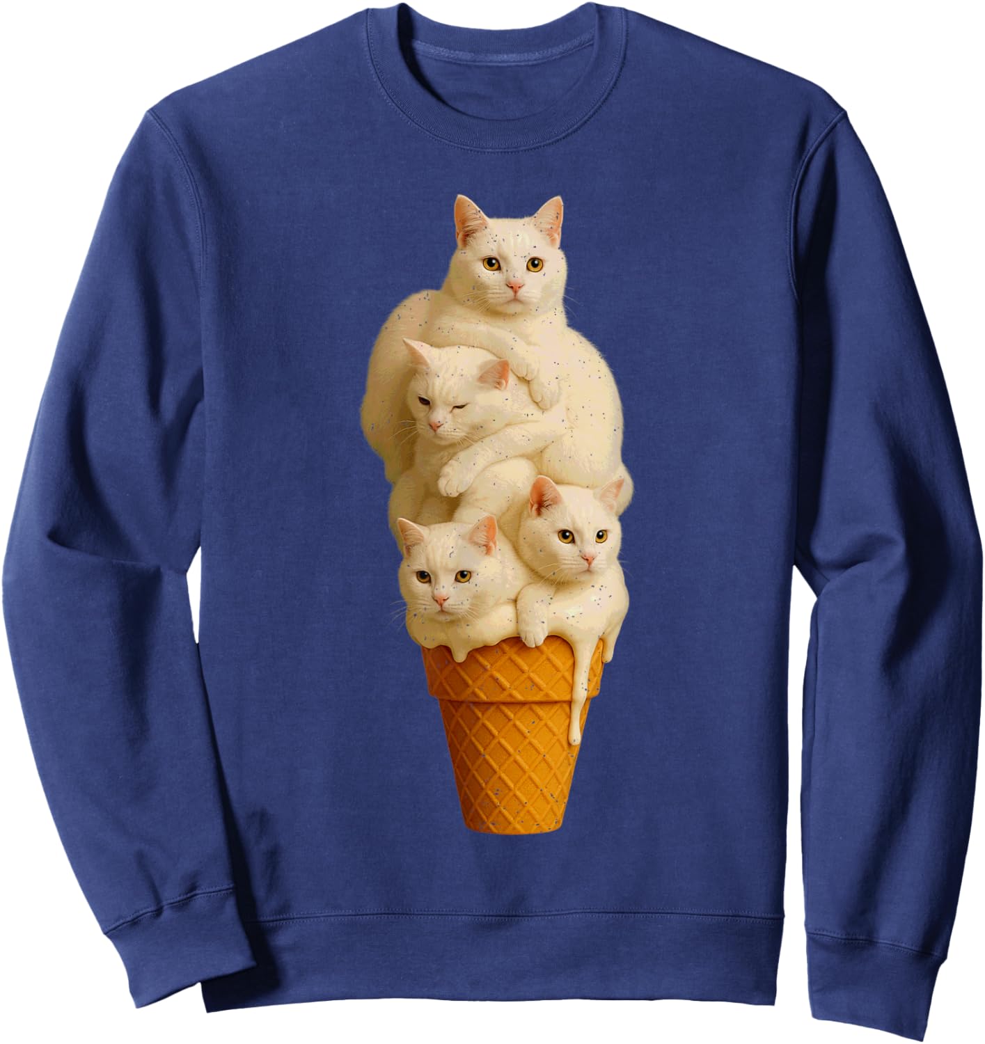 Cat Ice Cream Cute Pet Kitten Lover Feline Summer Vibes Sweatshirt - Sweatshirt | Navy
