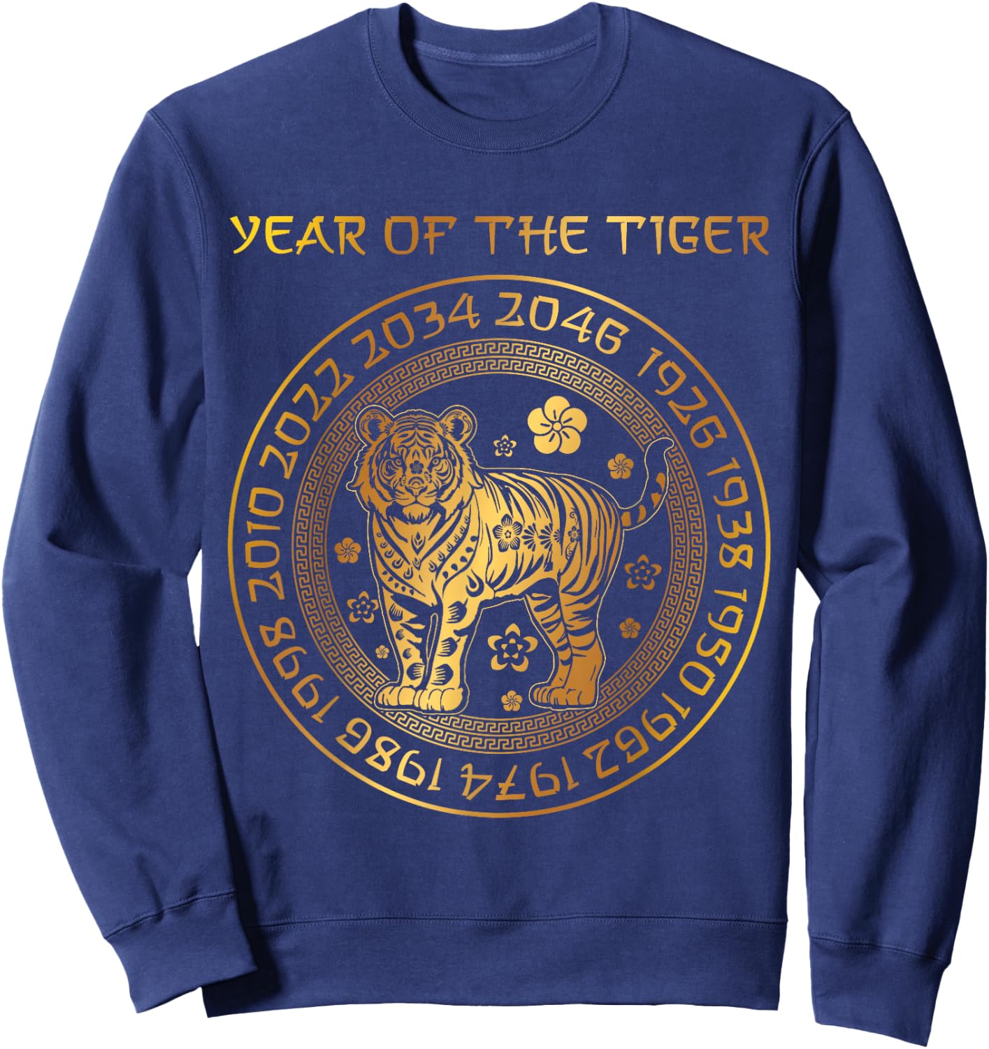 Chinese New Year Of The Tiger Chinese Zodiac Years 2034 , Small, Black Sweatshirt - Sweatshirt | Navy