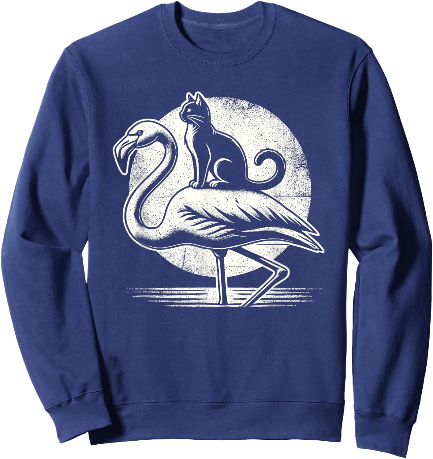 Cat Riding a Flamingo Funny Sweatshirt - Sweatshirt | Navy
