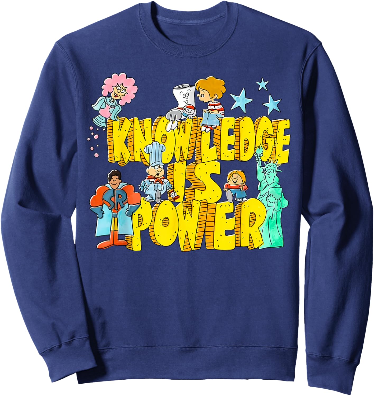 Knowledge Is Power Graphic Kids Humor Teacher Gift Sweatshirt - Sweatshirt | Navy