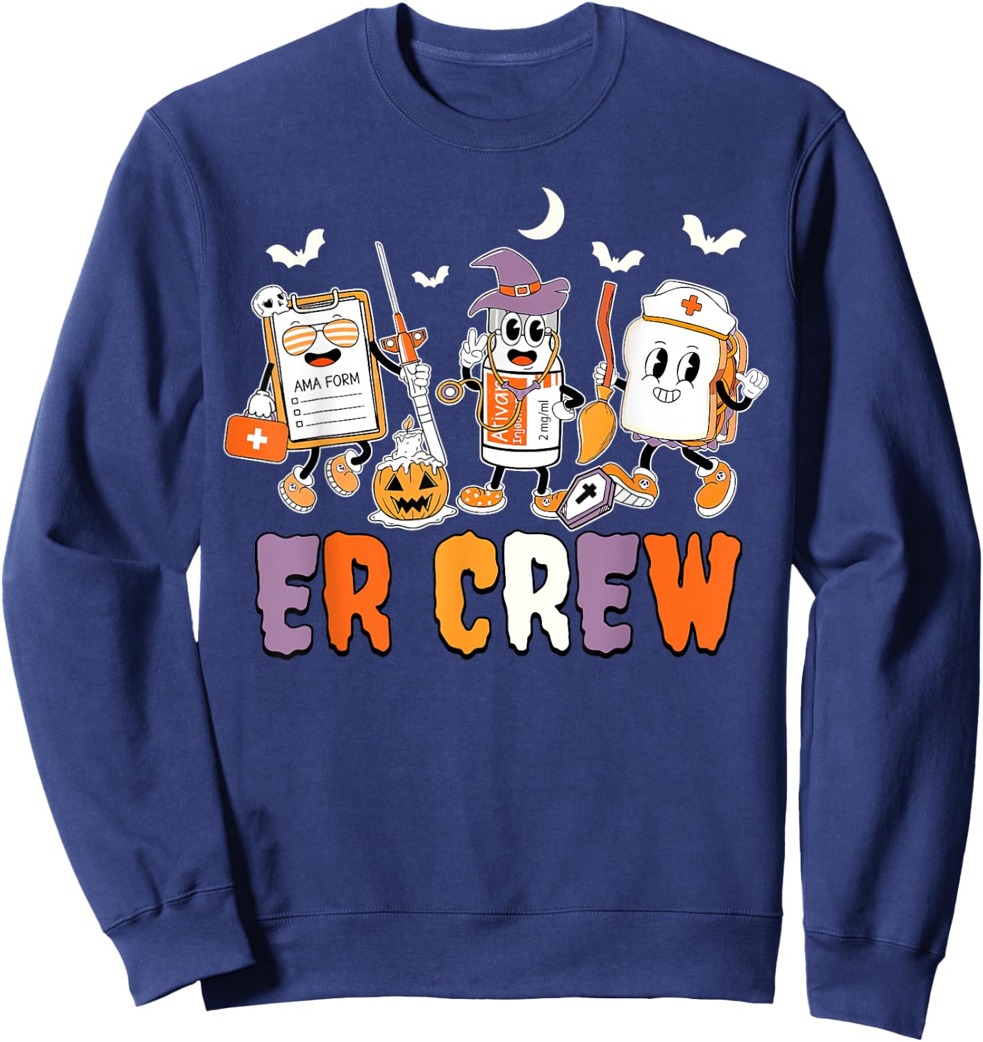 Retro ER Crew Emergency Room Emergency Department Halloween Sweatshirt - Sweatshirt | Navy