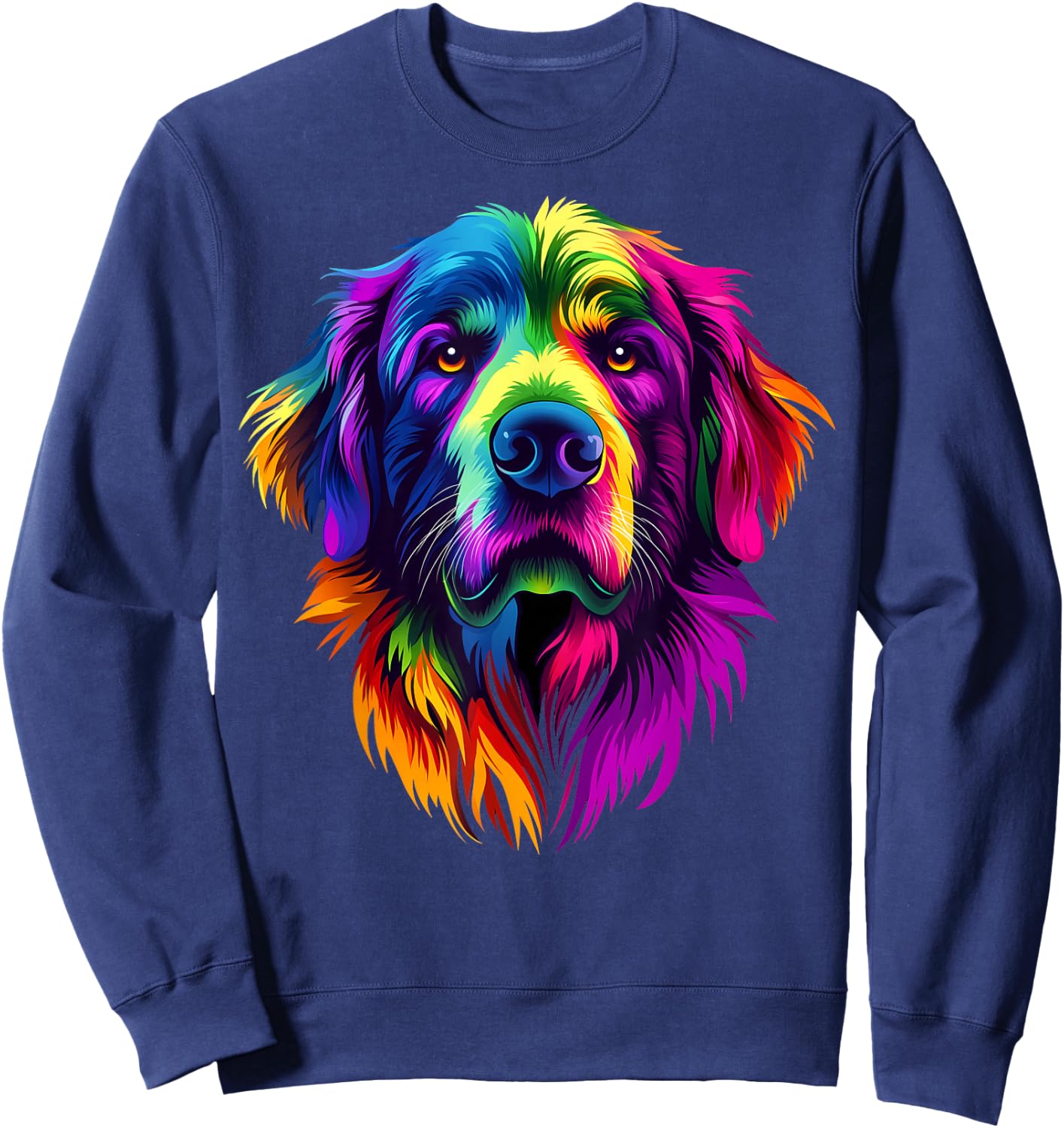 Colorful Great Pyrenees Face Cute Dog Lover Men Women Black Sweatshirt - Sweatshirt | Navy