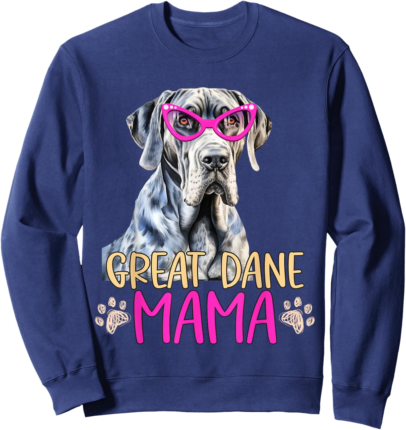 Great Dane Dog Breed Mama Cute Puppy Mother Sweatshirt - Sweatshirt | Navy