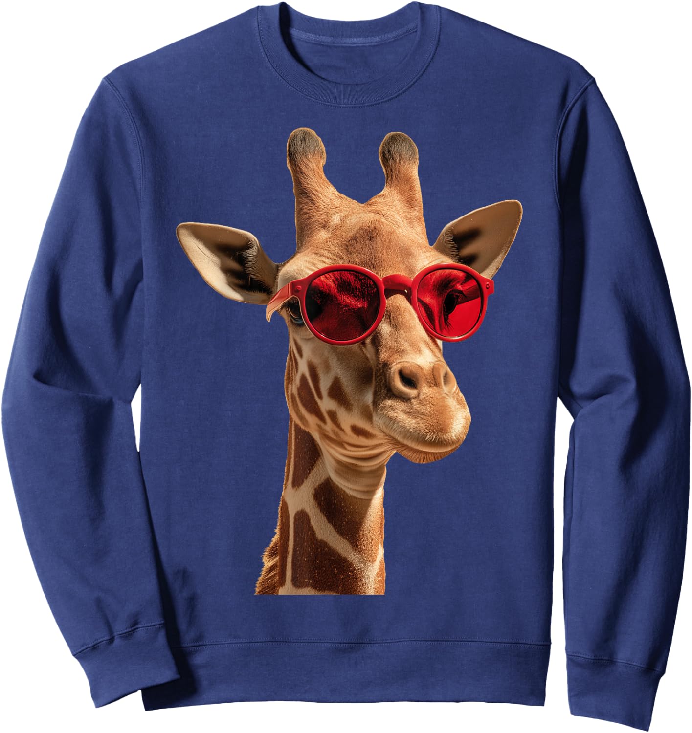 Giraffe Wearing Sunglasses Funny Graphic Sweatshirt - Sweatshirt | Navy