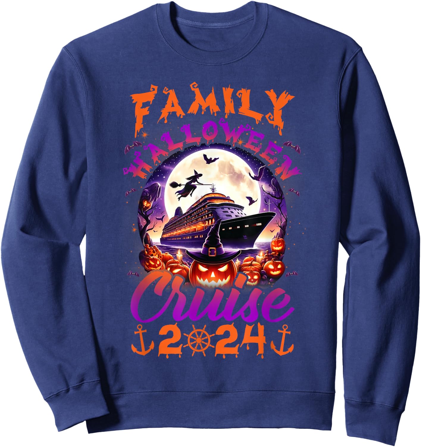 Family Halloween Cruise 2024 Halloween Cruise Cruising Lover Sweatshirt - Sweatshirt | Navy