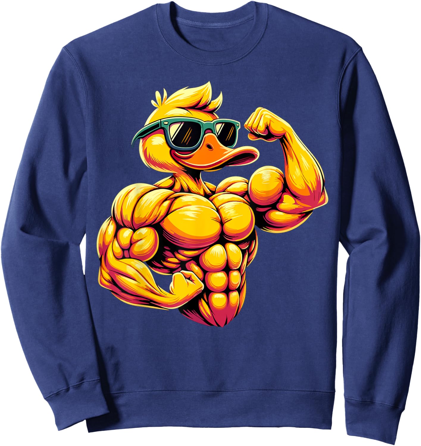 Muscular Duck Bodybuilder Rubber Duck Sweatshirt - Sweatshirt | Navy