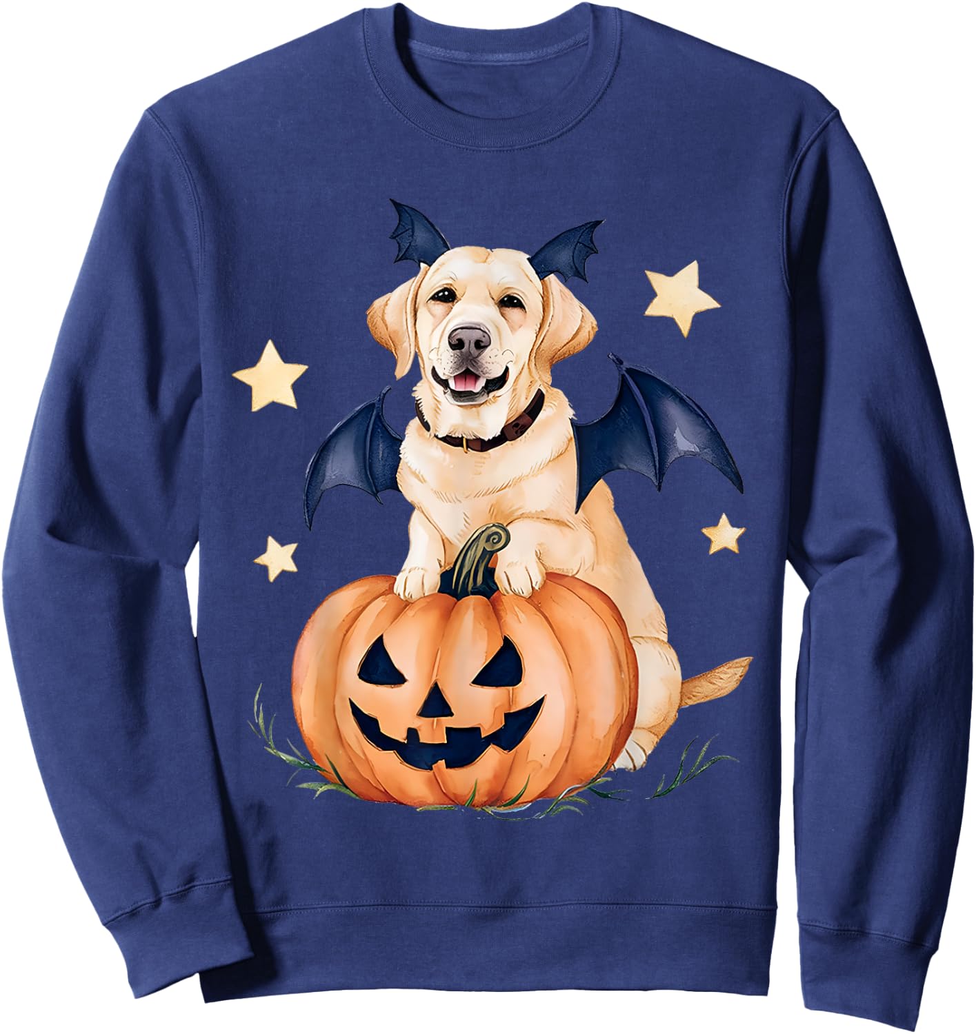 Labrador Pumpkin Witch Golden Labrador Halloween Ghost Dog Sweatshirt - Sweatshirt | Navy