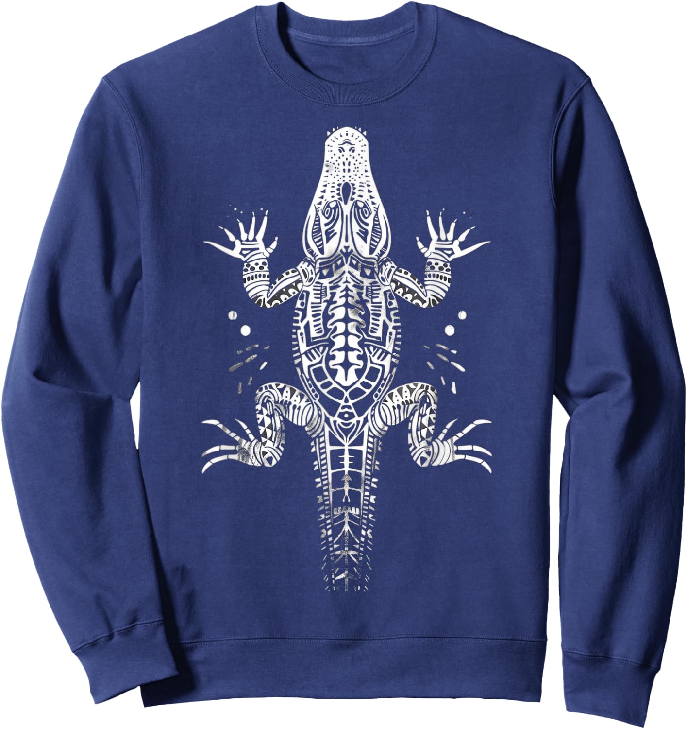 Alligator Tribal Vintage Retro Graphic Sweatshirt - Sweatshirt | Navy