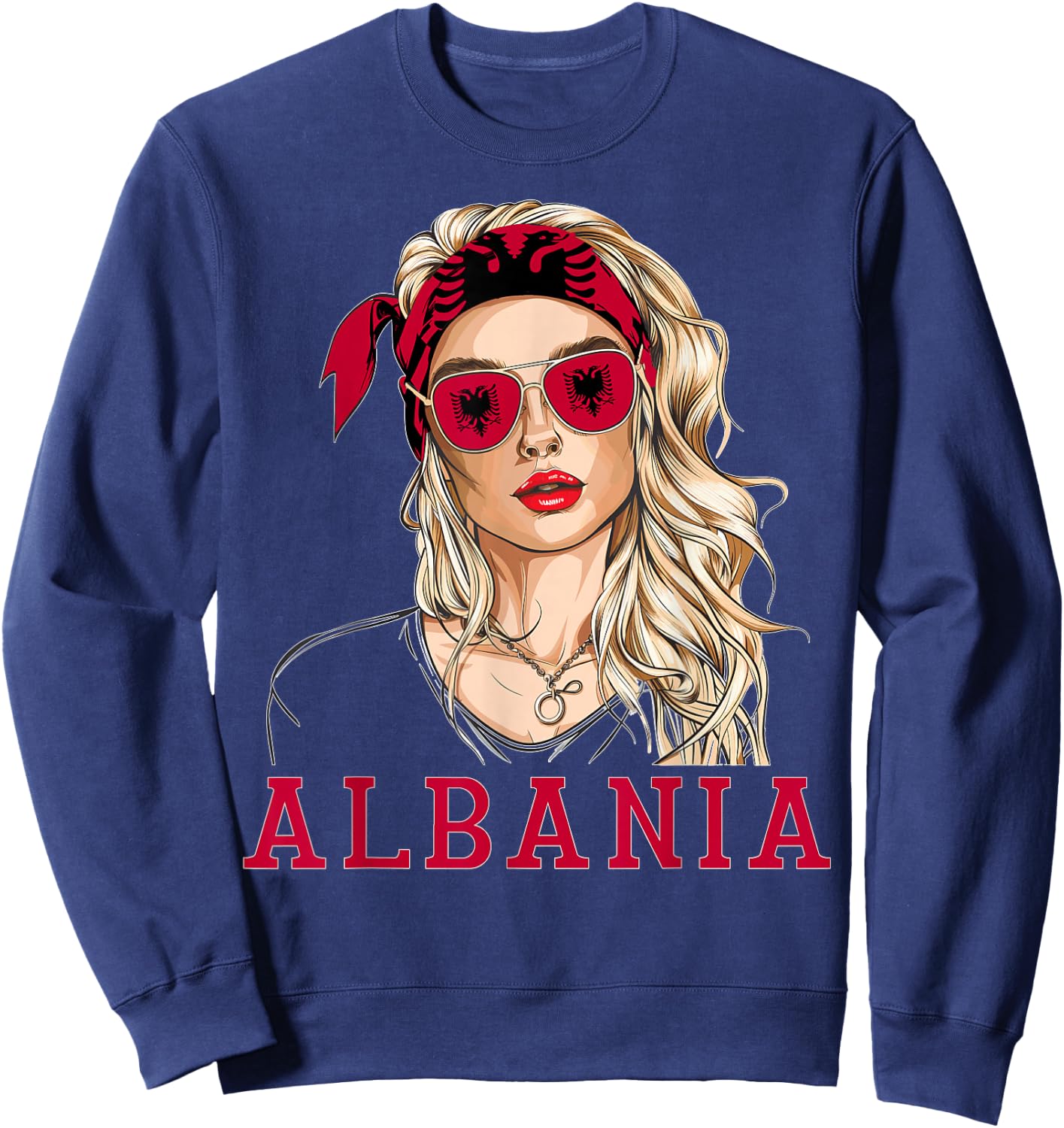 Albanian Flag Outfit for Woman Products Uniform Albania Sweatshirt - Sweatshirt | Navy