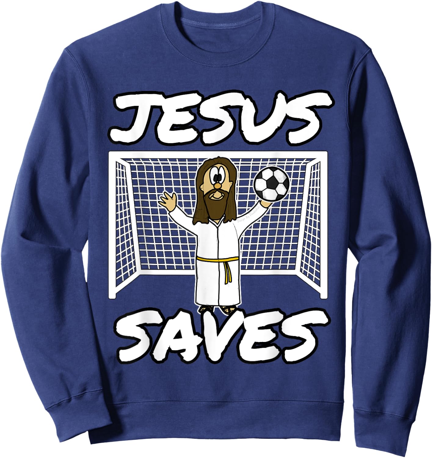 Jesus Saves Christian Football Church Soccer Sweatshirt - Sweatshirt | Navy