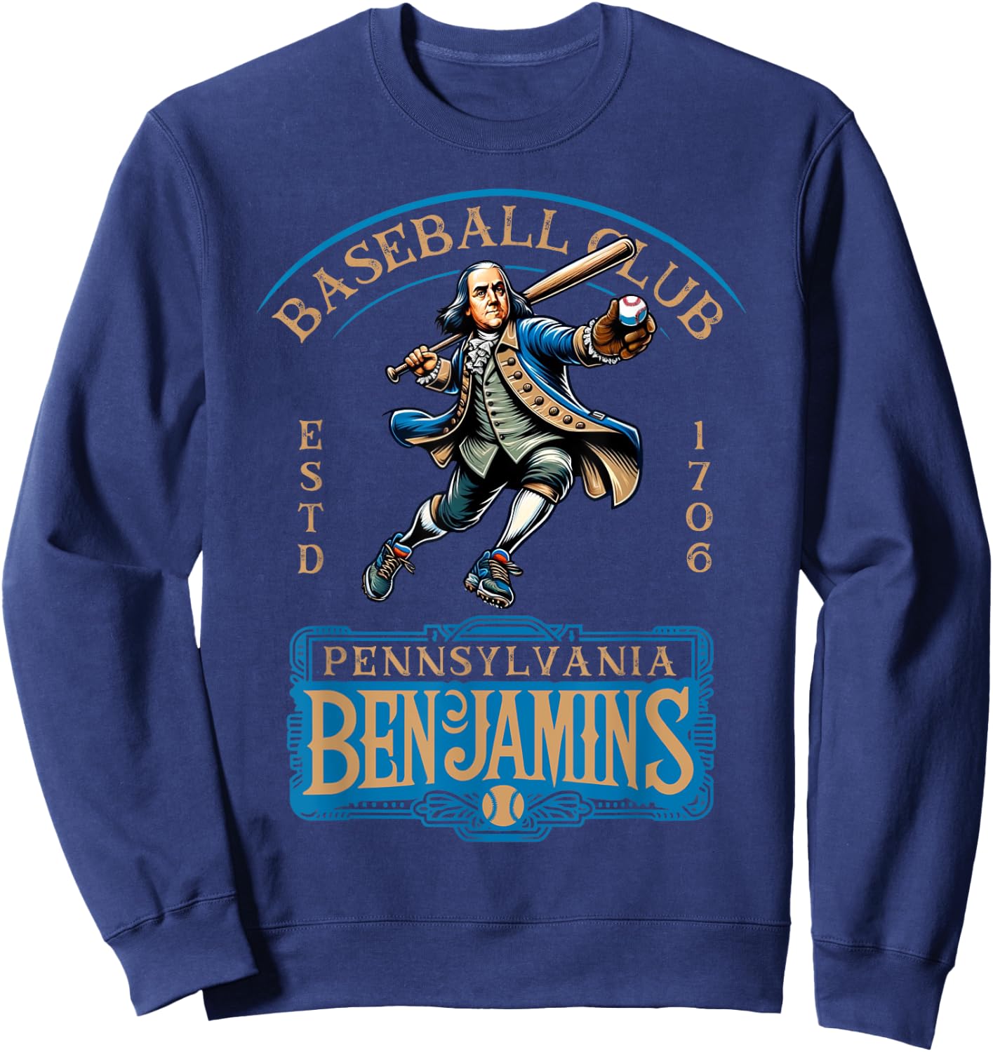 Pennslyvania Benjamins Retro Minor League Baseball Team Sweatshirt - Sweatshirt | Navy